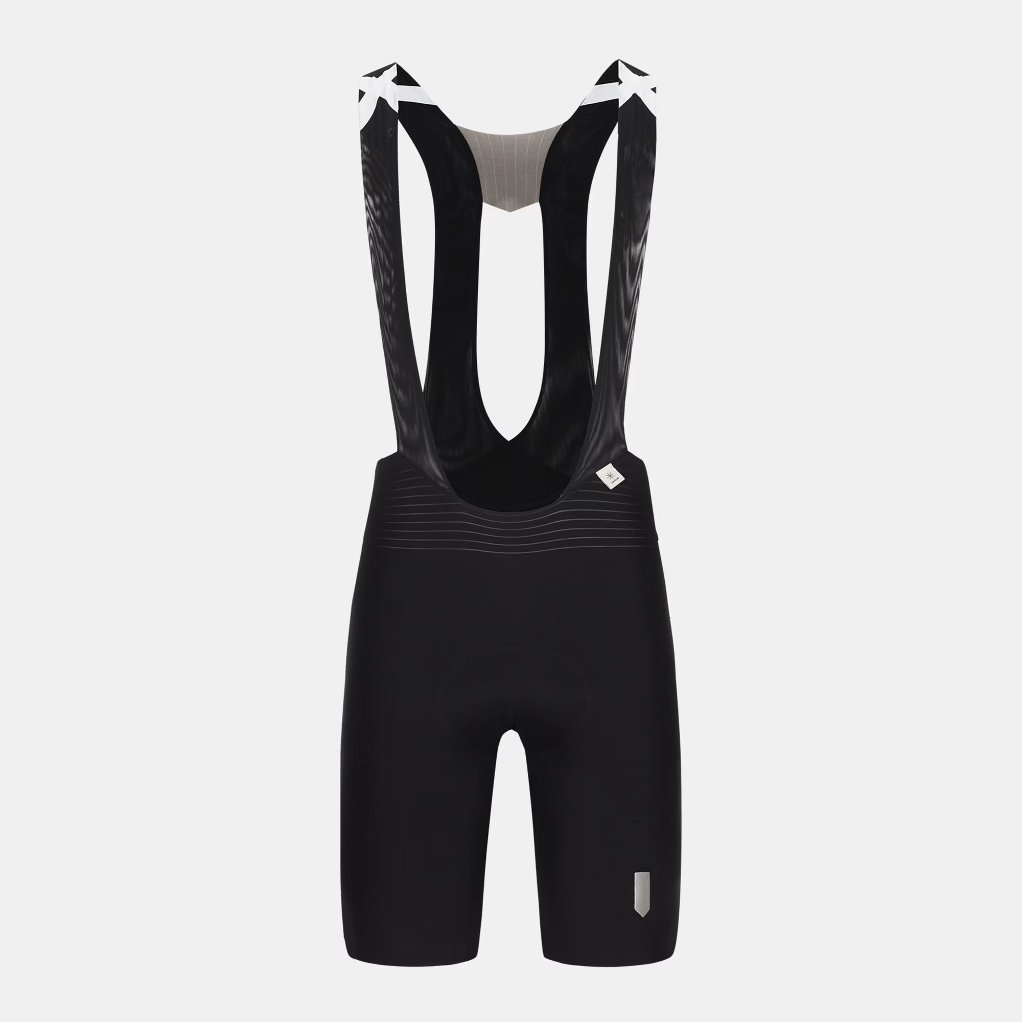 Q36.5 Unique Pro Bib Shorts - Men's - Black front view with mesh upper straps and seamless support design