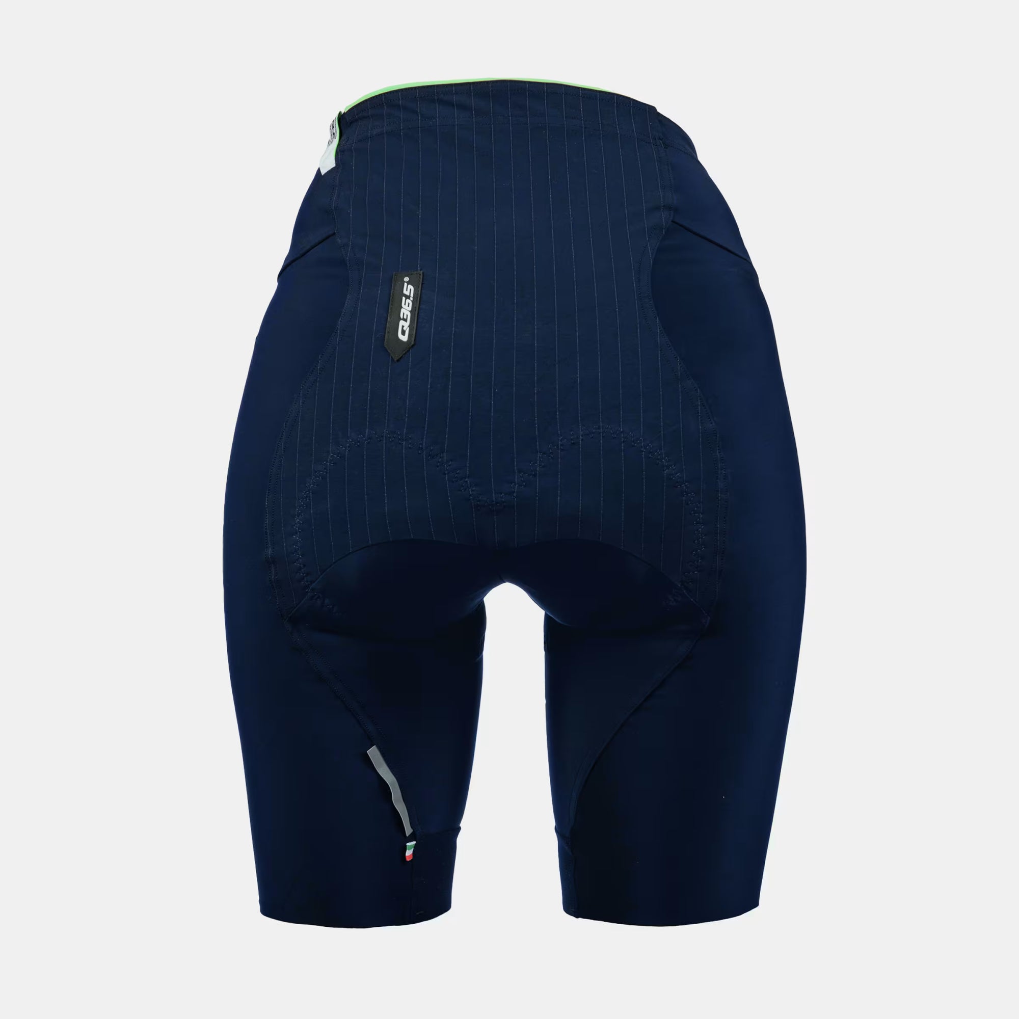 Back view of Q36.5 Gregarius Essential Half Shorts - Women's - Navy Blue showing padded seat and fitted design