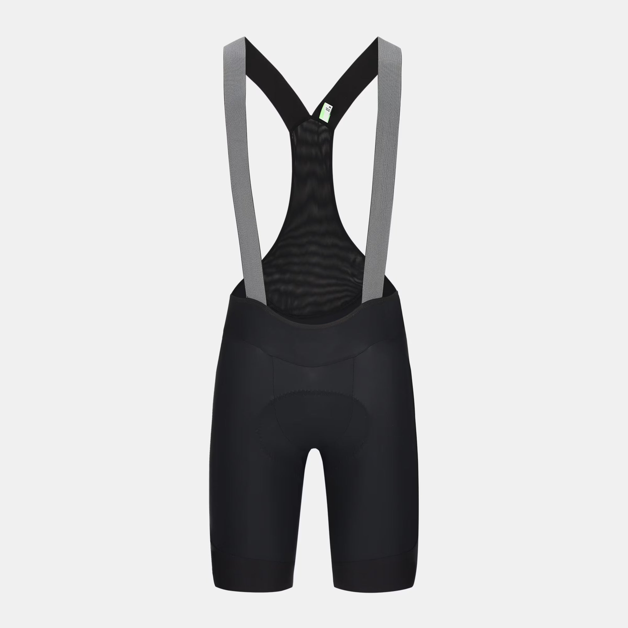 Q36.5 Gregarius Essential Bib Shorts - Men's - Black rear view showing mesh straps and minimal seam design for comfort