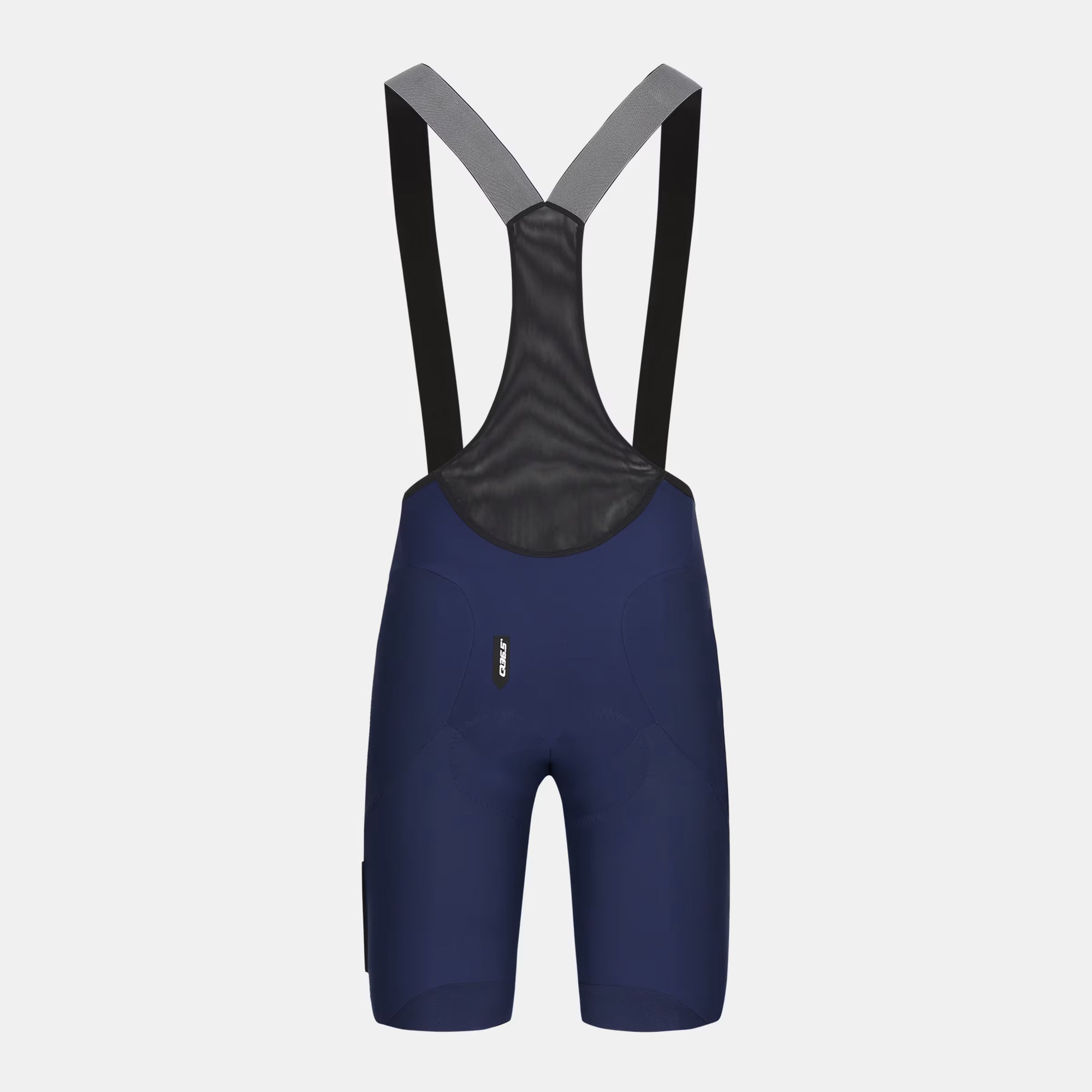 Q36.5 Gregarius Essential Bib Shorts - Men's - Navy Blue shown from back with mesh upper and streamlined fit for cycling comfort