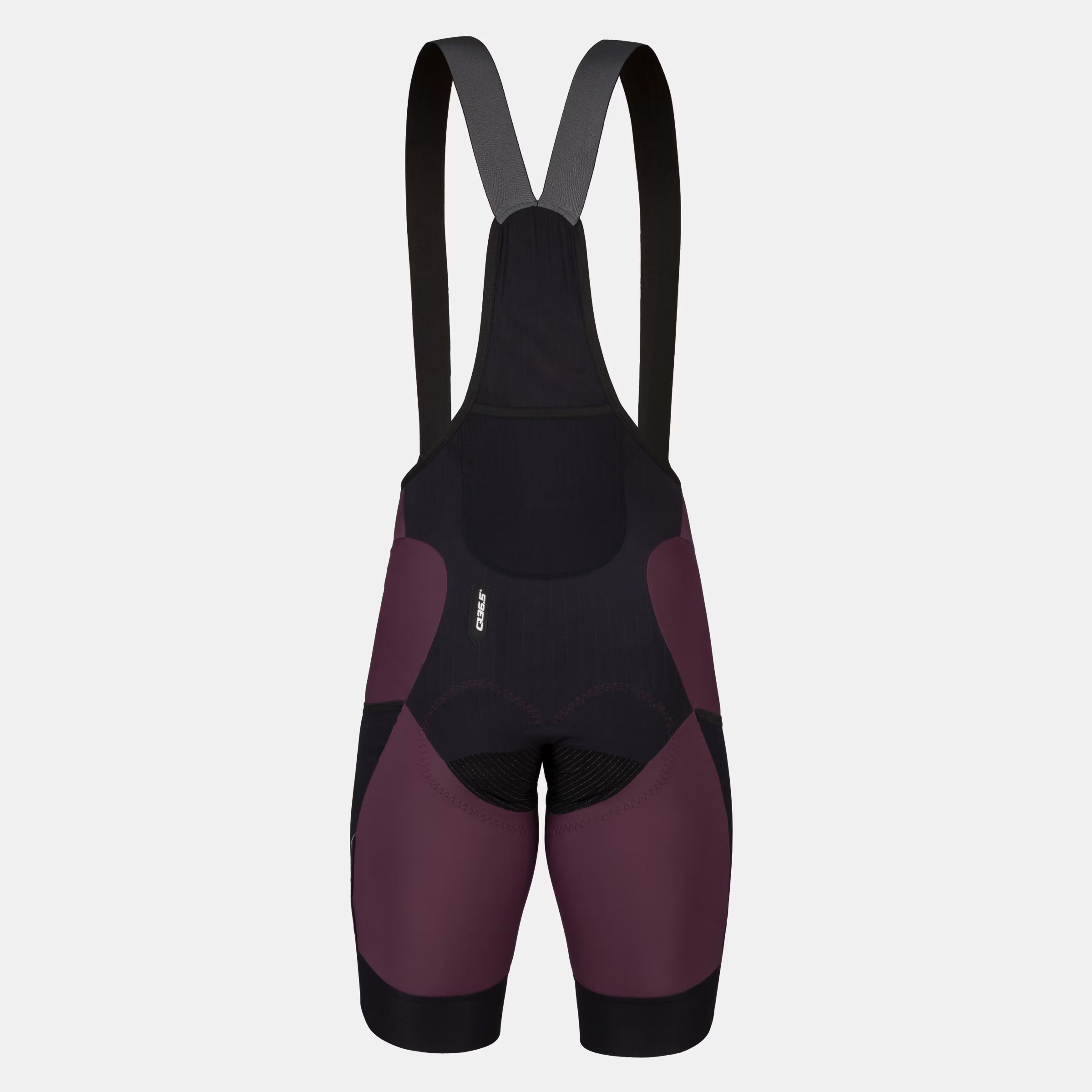 Q36.5 Adventure Cargo Bib Shorts - Men's - Langhe Red shown from back with supportive straps and padded seating area in red and black