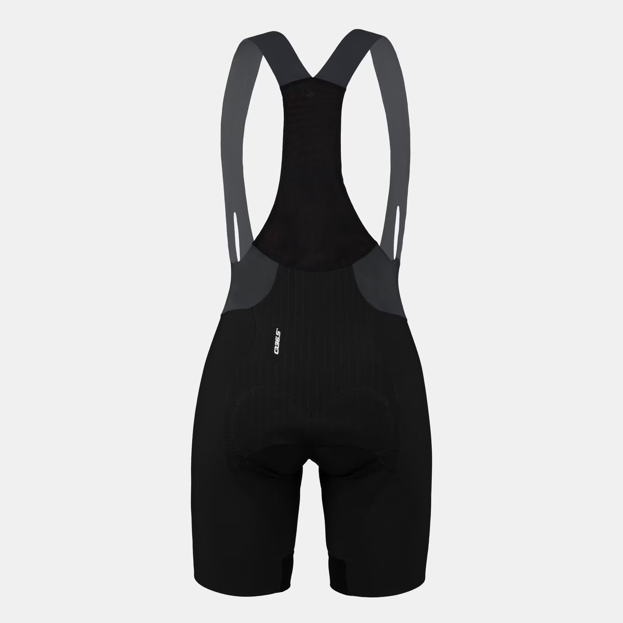 Back view of Q36.5 Gregarius Pro Bib Shorts - Women's - Black showing mesh upper and ergonomic fit details