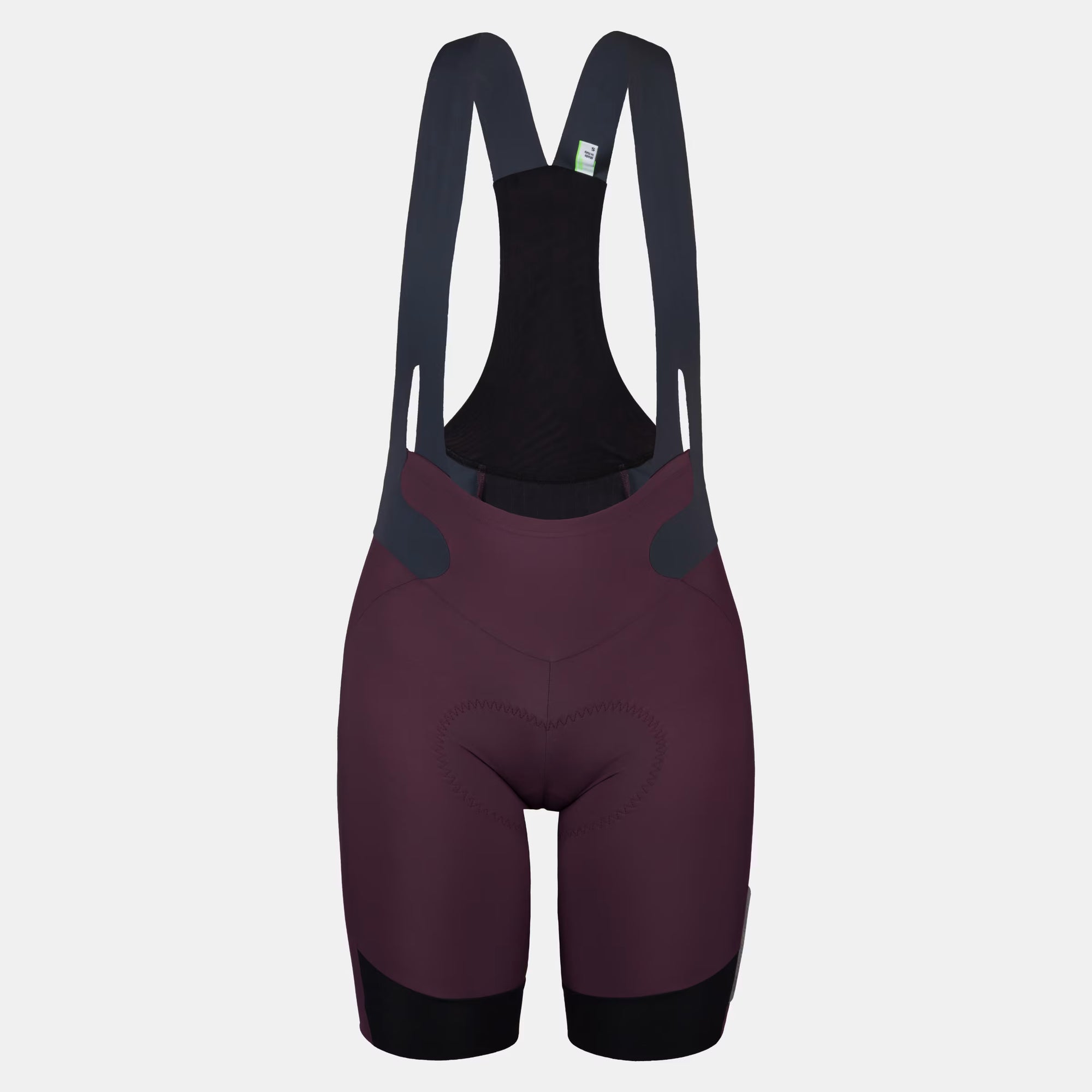 Q36.5 Gregarius Pro Bib Shorts - Women's - Langhe Red shown from front with black mesh straps and padded seat for cycling comfort