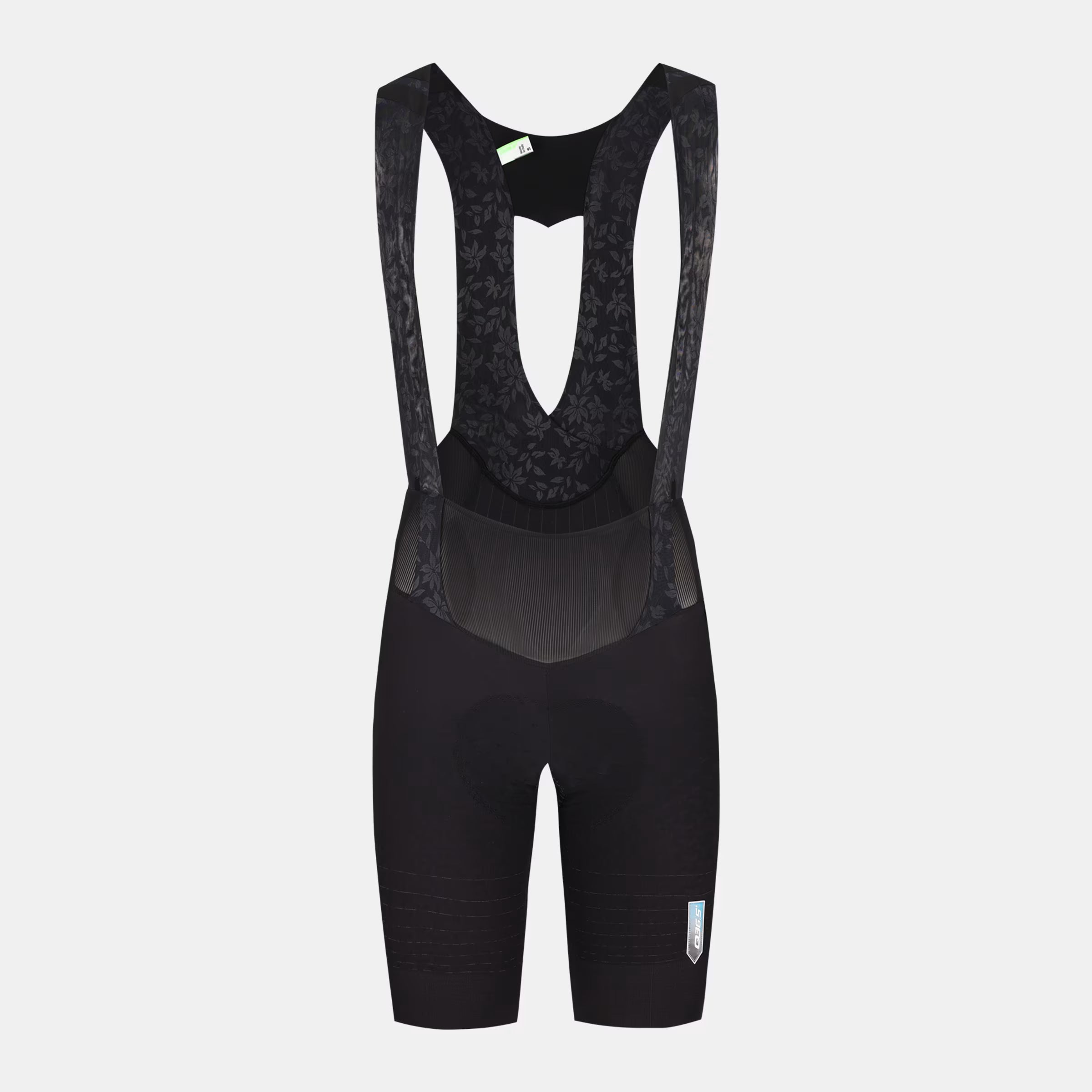 Q36.5 Dottore Clima Bib Shorts - Women's - Black shown from back with mesh straps and ergonomic fit details