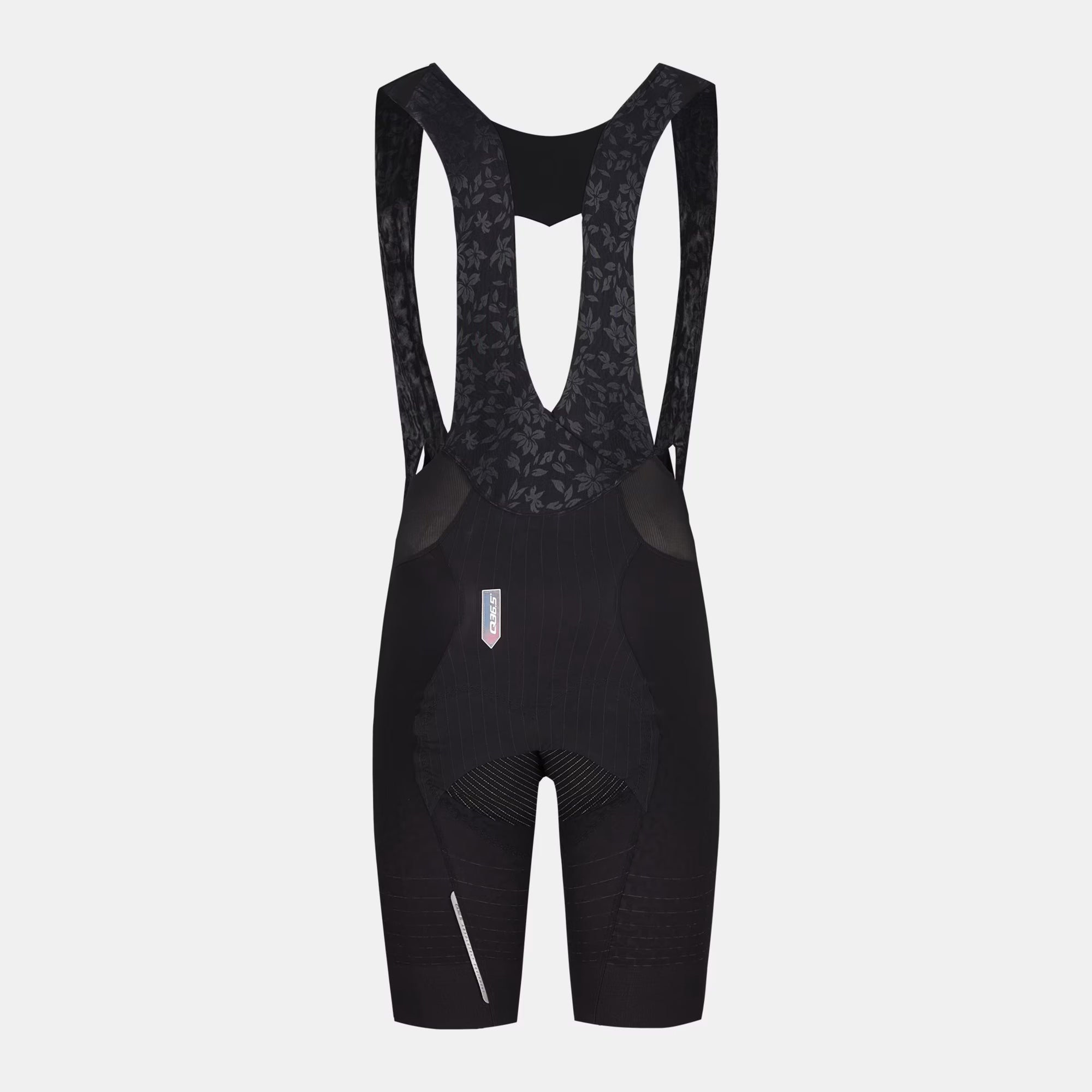 Q36.5 Dottore Clima Bib Shorts - Women's - Black showing rear view with breathable straps and ergonomic panel design