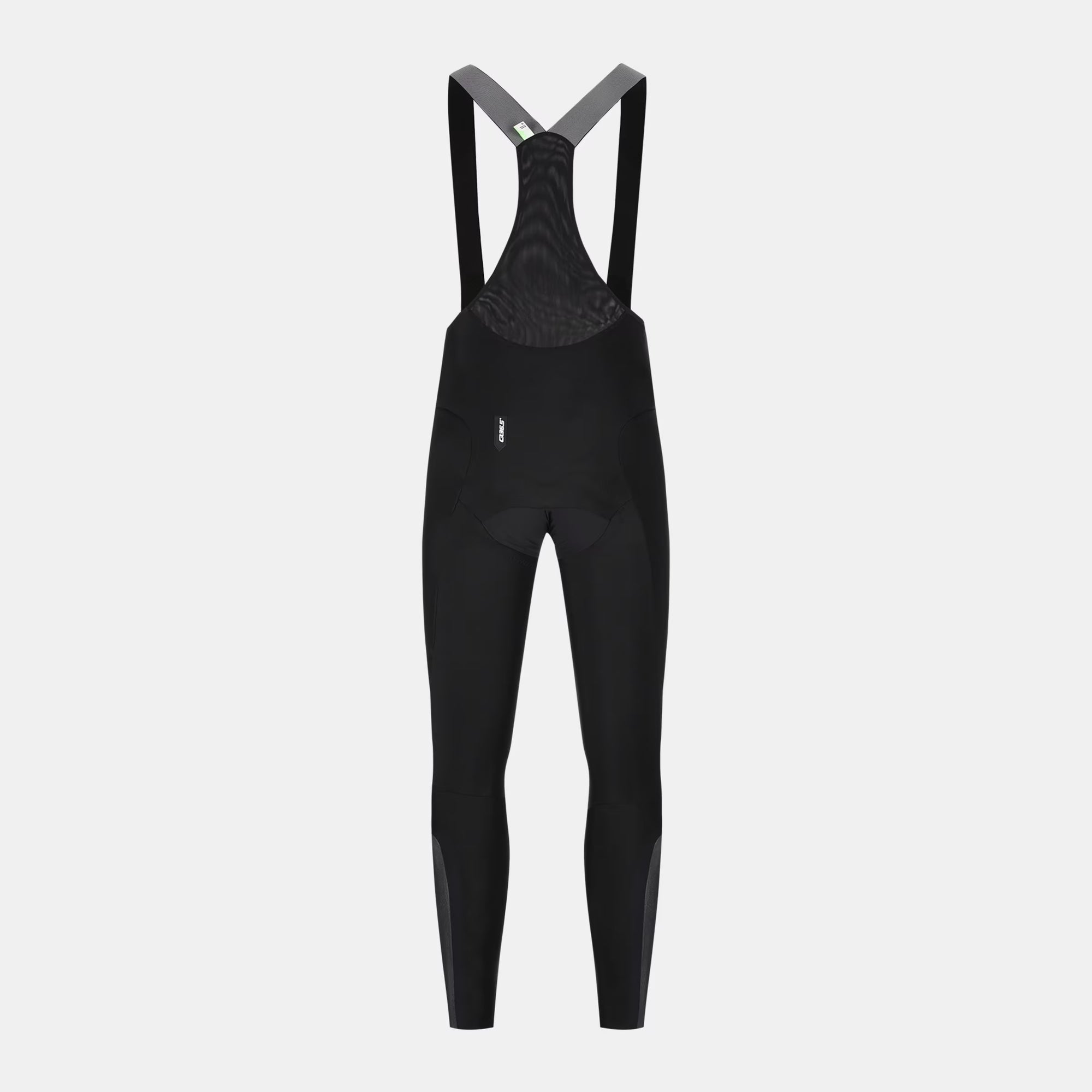 Q36.5 Gregarius Winter Bib Tights - Men's - Black shown from front with mesh straps and ergonomic cycling fit details