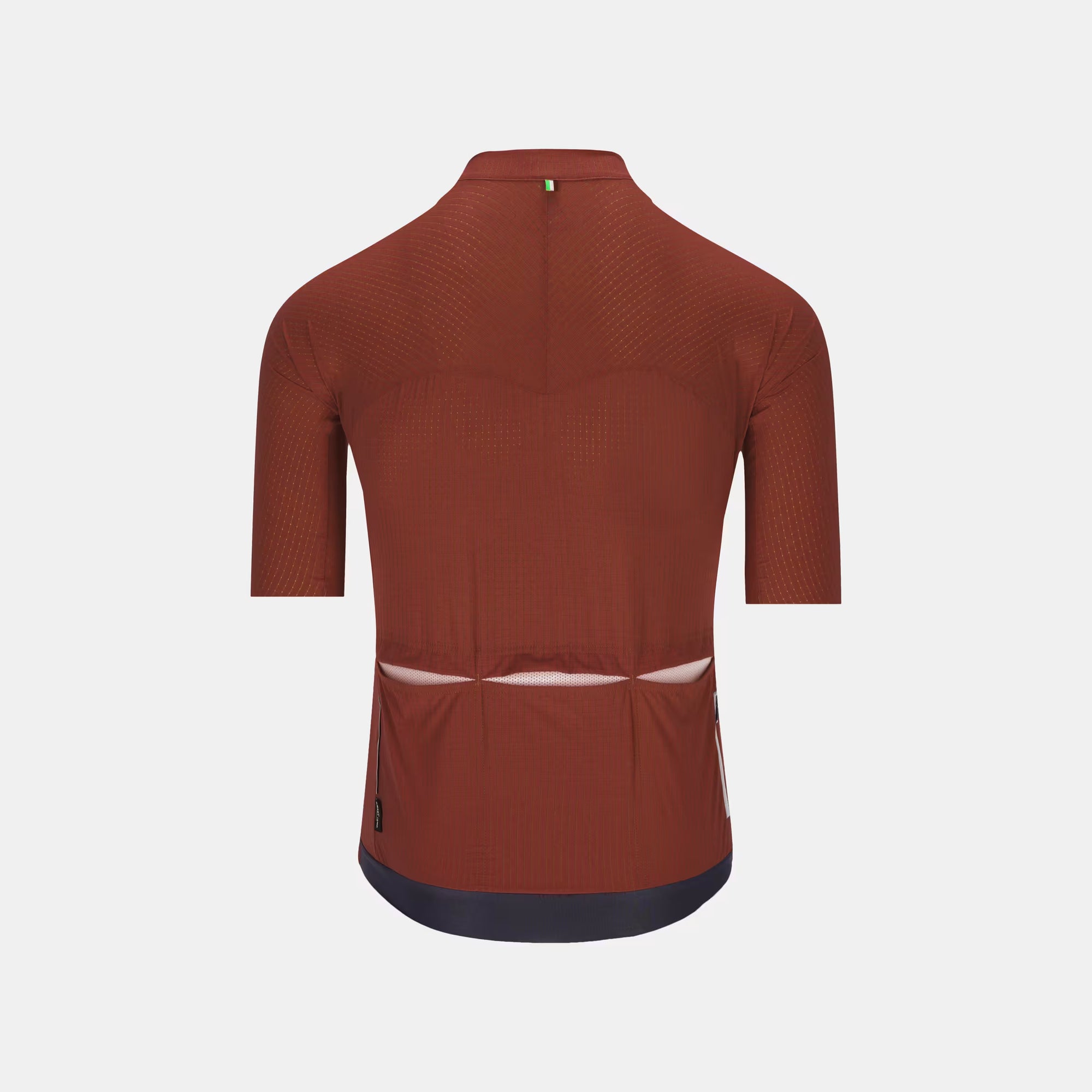 Back view of Q36.5 Dottore Pro Jersey - Men's - Rust Red showing pockets and breathable fast-drying fabric