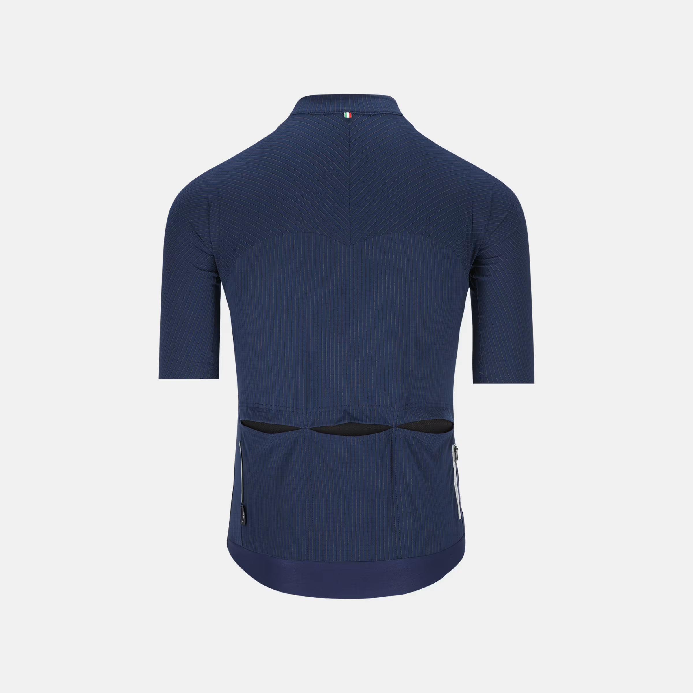 Back view of Q36.5 Dottore Pro Jersey - Men's - Navy Blue with three rear pockets and aerodynamic fit