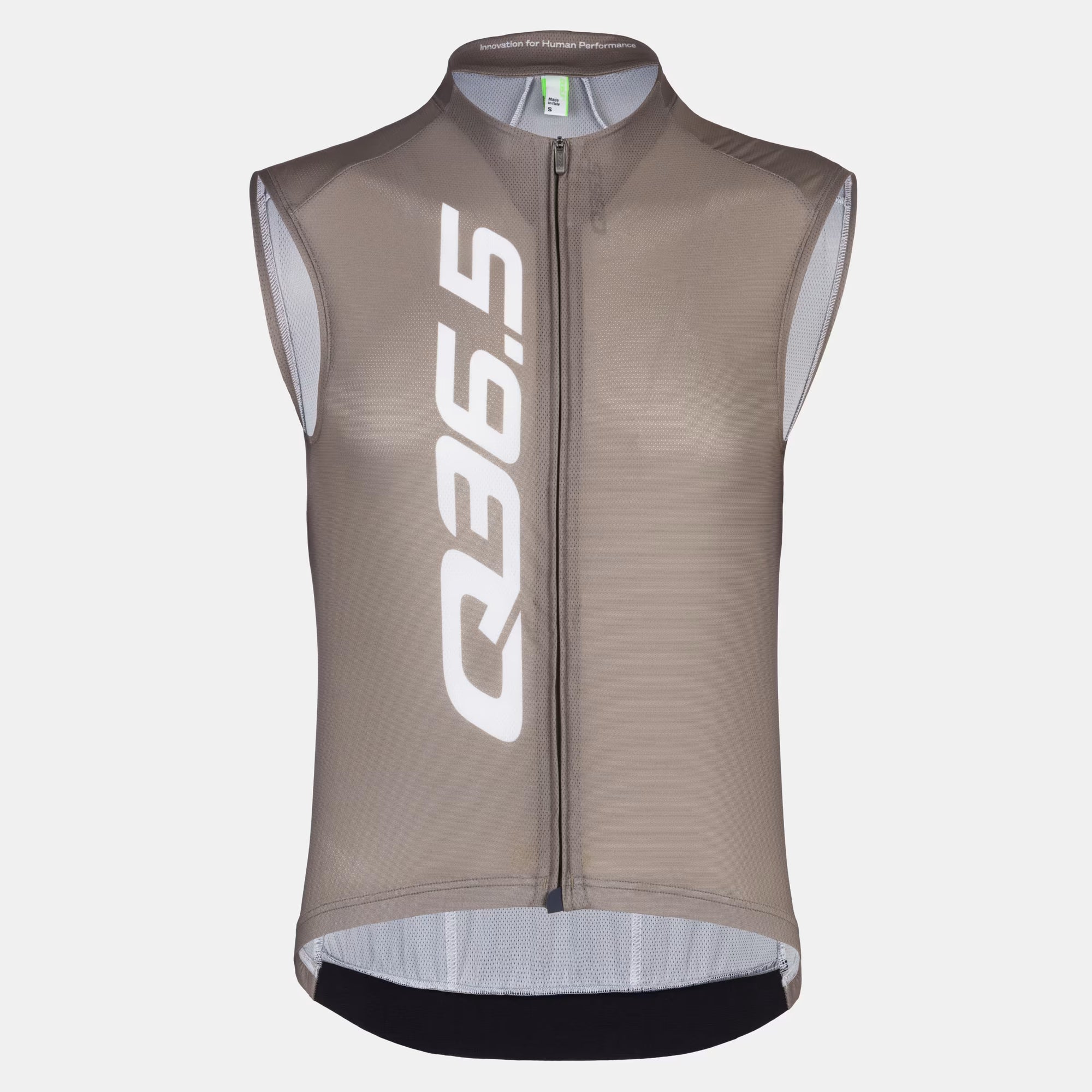 Q36.5 Gregarius Signature Sleeveless Jersey - Men's - Olive Green front view with full zipper and sleek aerodynamic fit