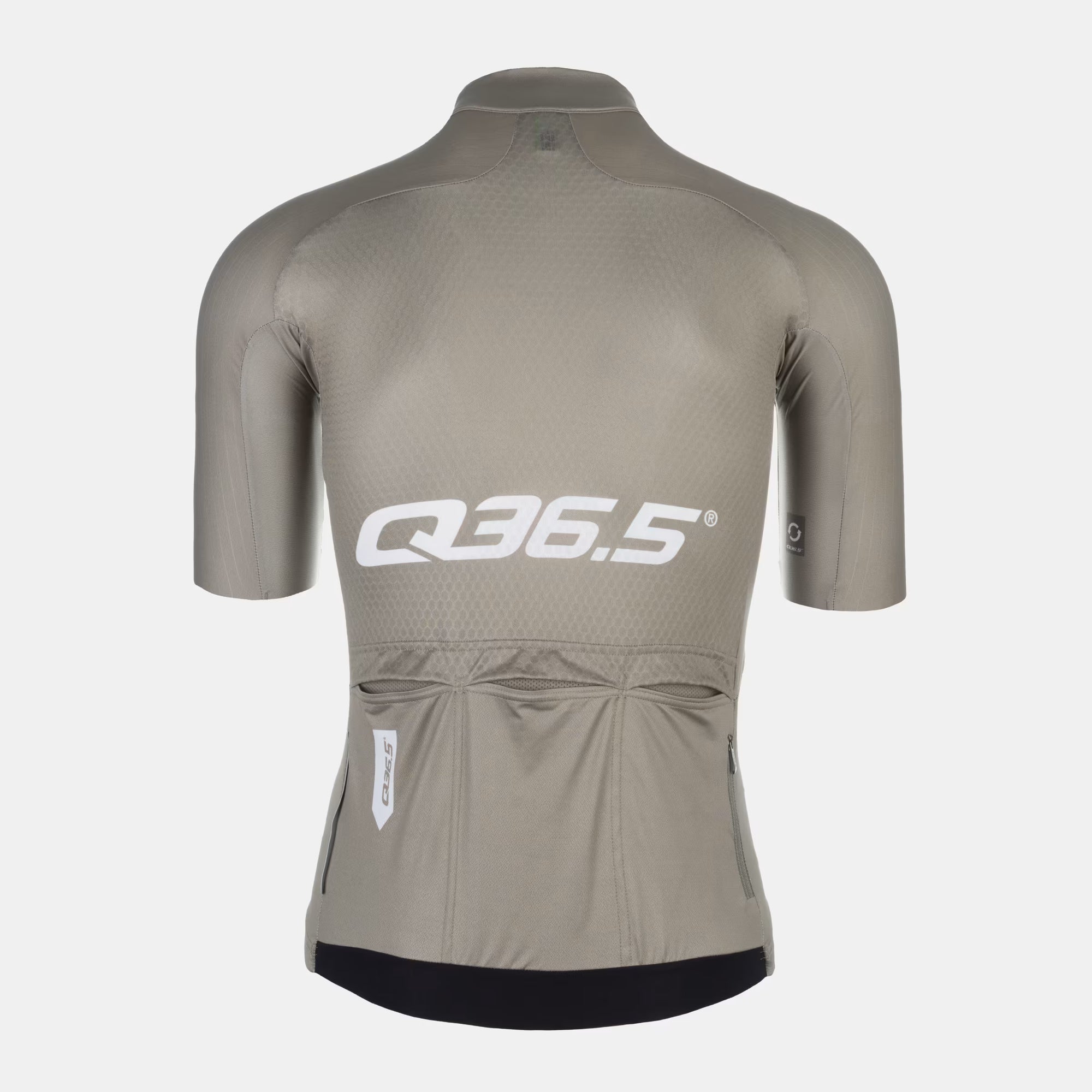 Back view of Q36.5 Gregarius Pro Signature Jersey - Men's - Olive Green with breathable fabric and rear pockets