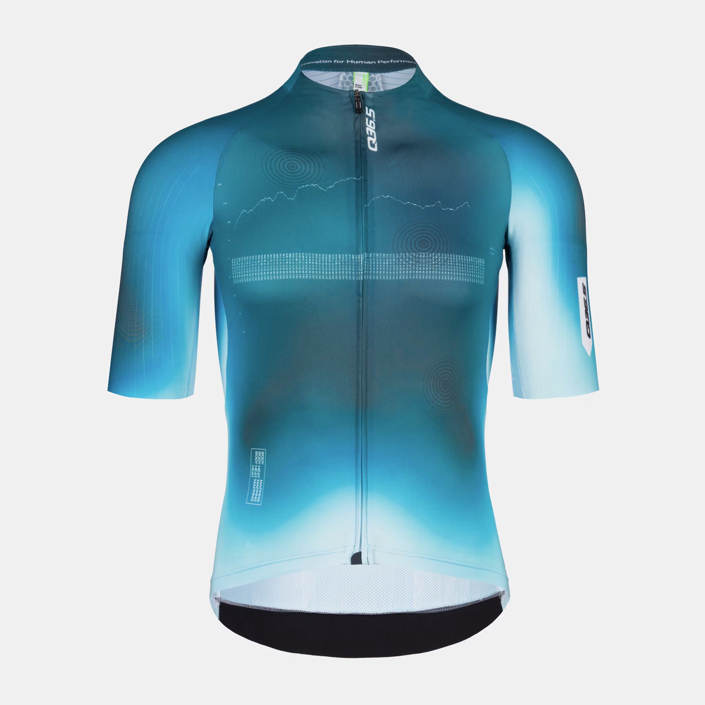 Q36.5 Gregarius Pro QLAB Jersey - Men's - Green with short sleeves and full front zipper shown on white background