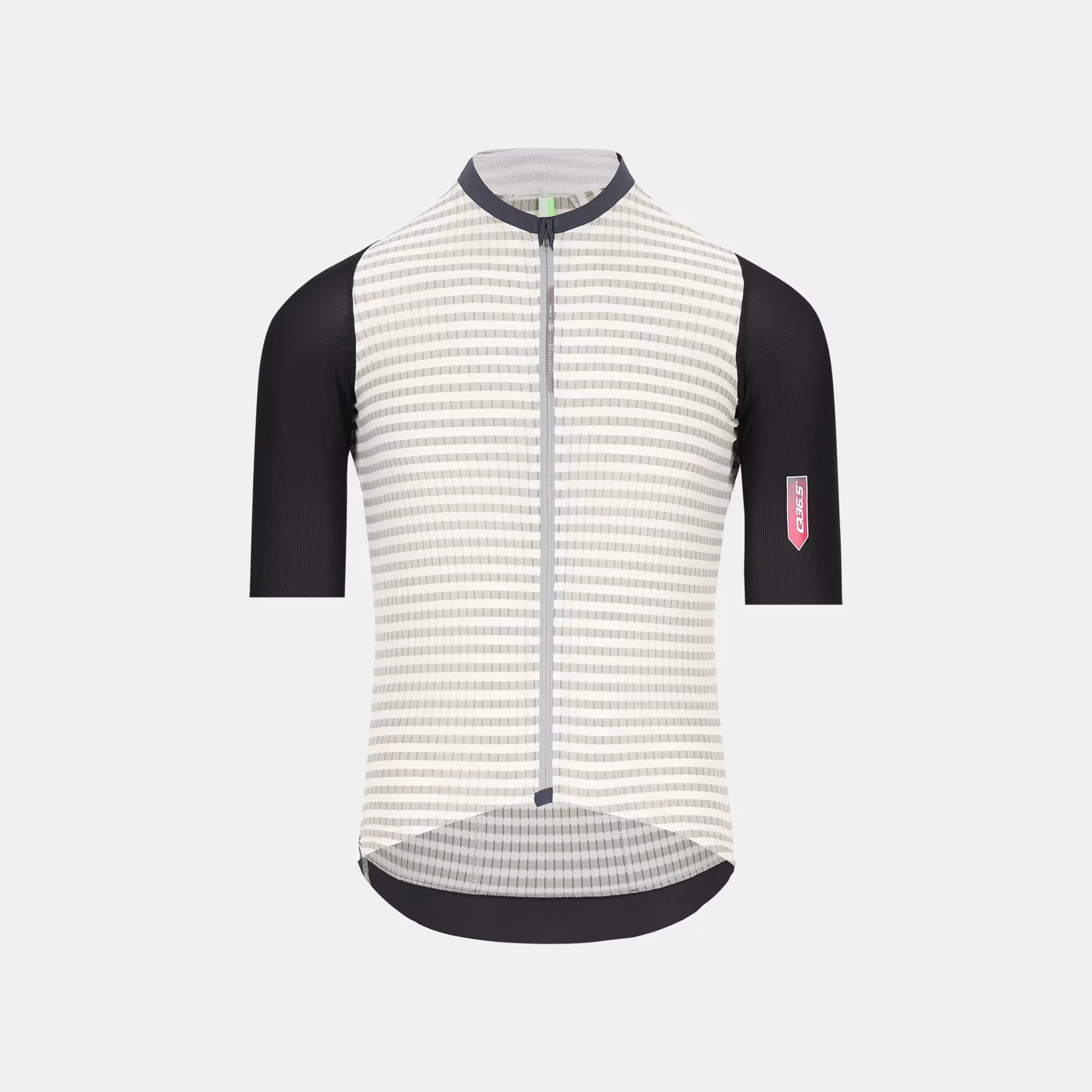 Q36.5 Dottore Clima Jersey - Men's - White front view with light mesh fabric and black sleeves for heat management and comfort