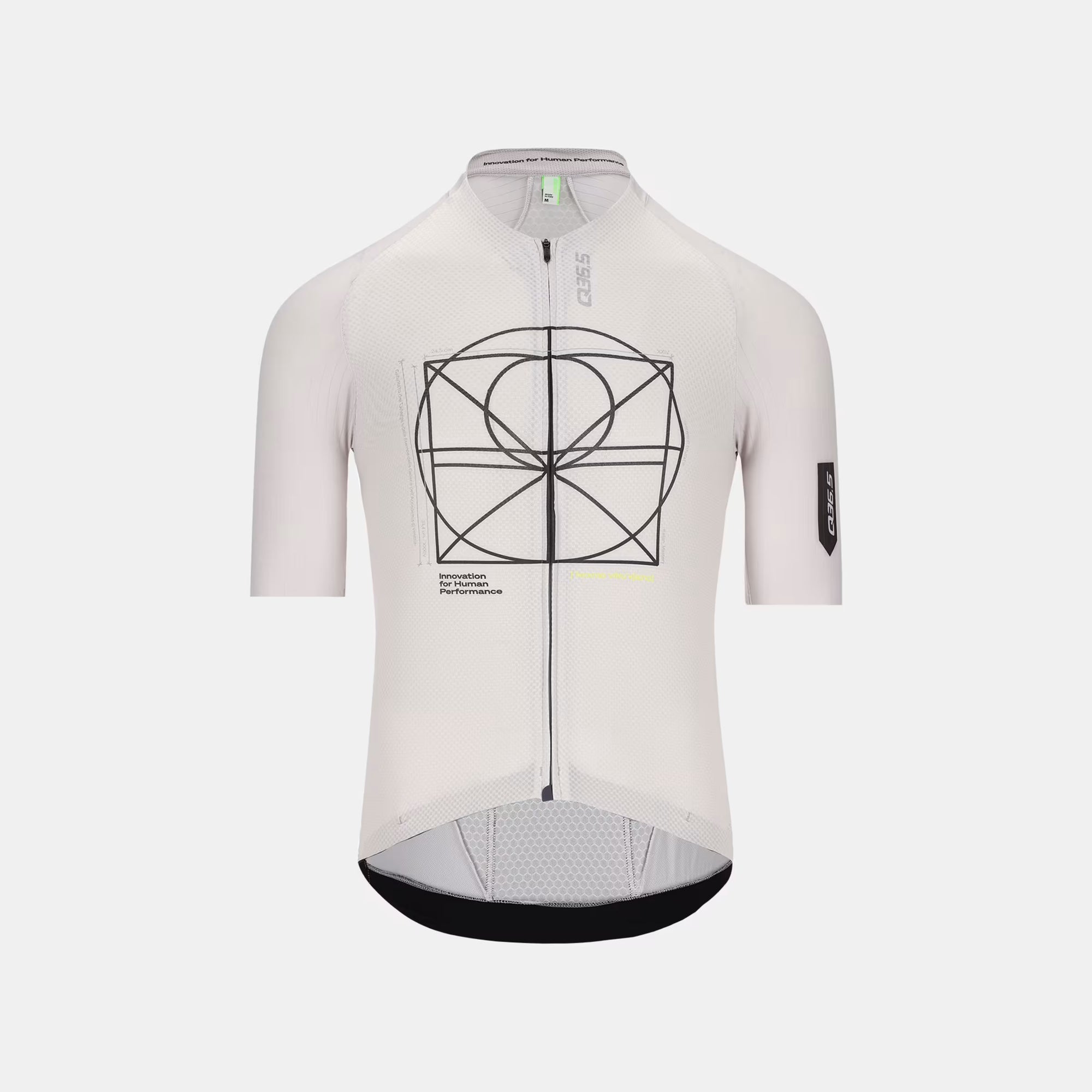 Q36.5 Gregarius Clima Vitruvian Jersey - Men's - Grey with geometric front design and full zipper for cycling performance