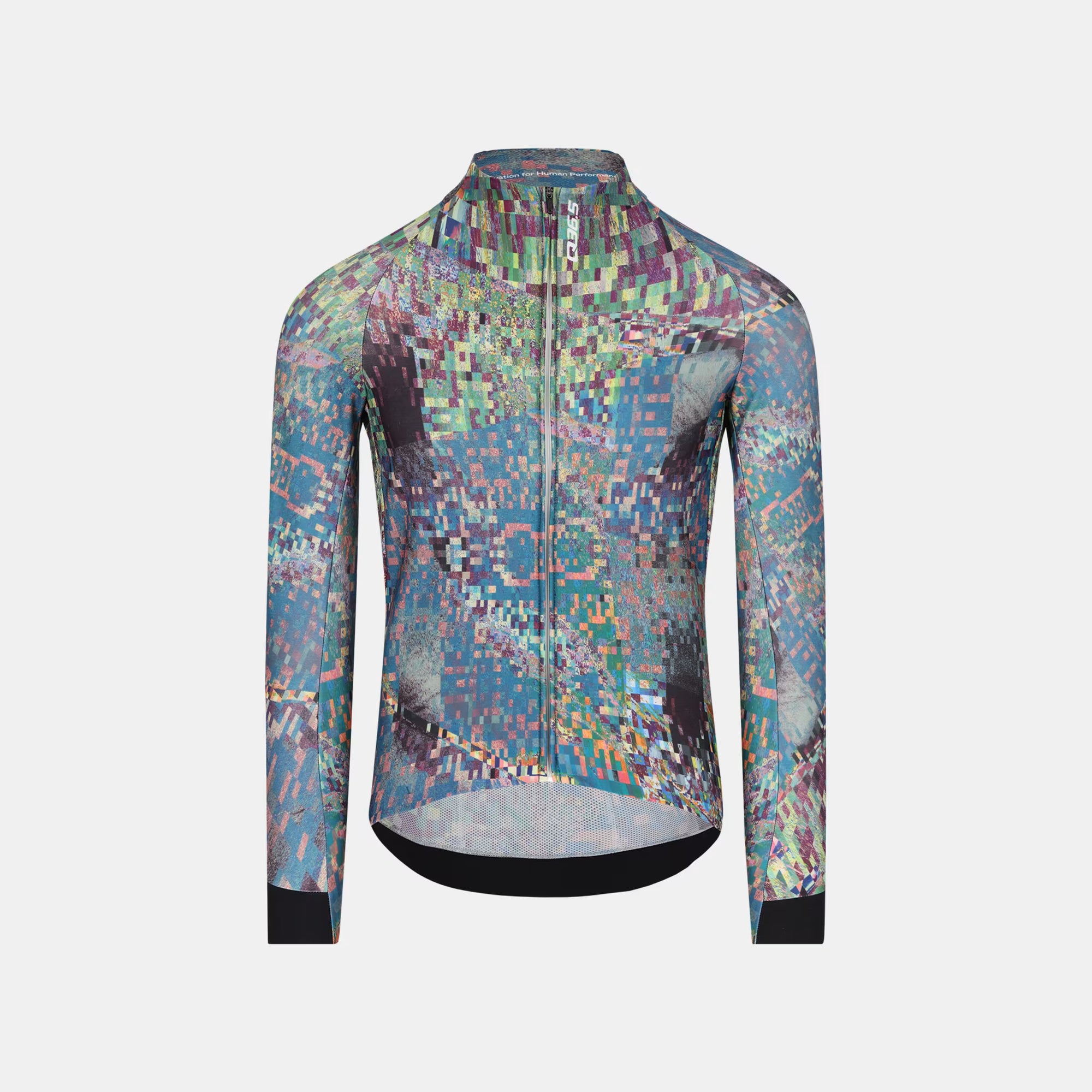 Q36.5 Gregarius Hybrid Thermomap Long Sleeve Jersey - Men's - Thermomap with geometric multicolor pattern and full front zipper