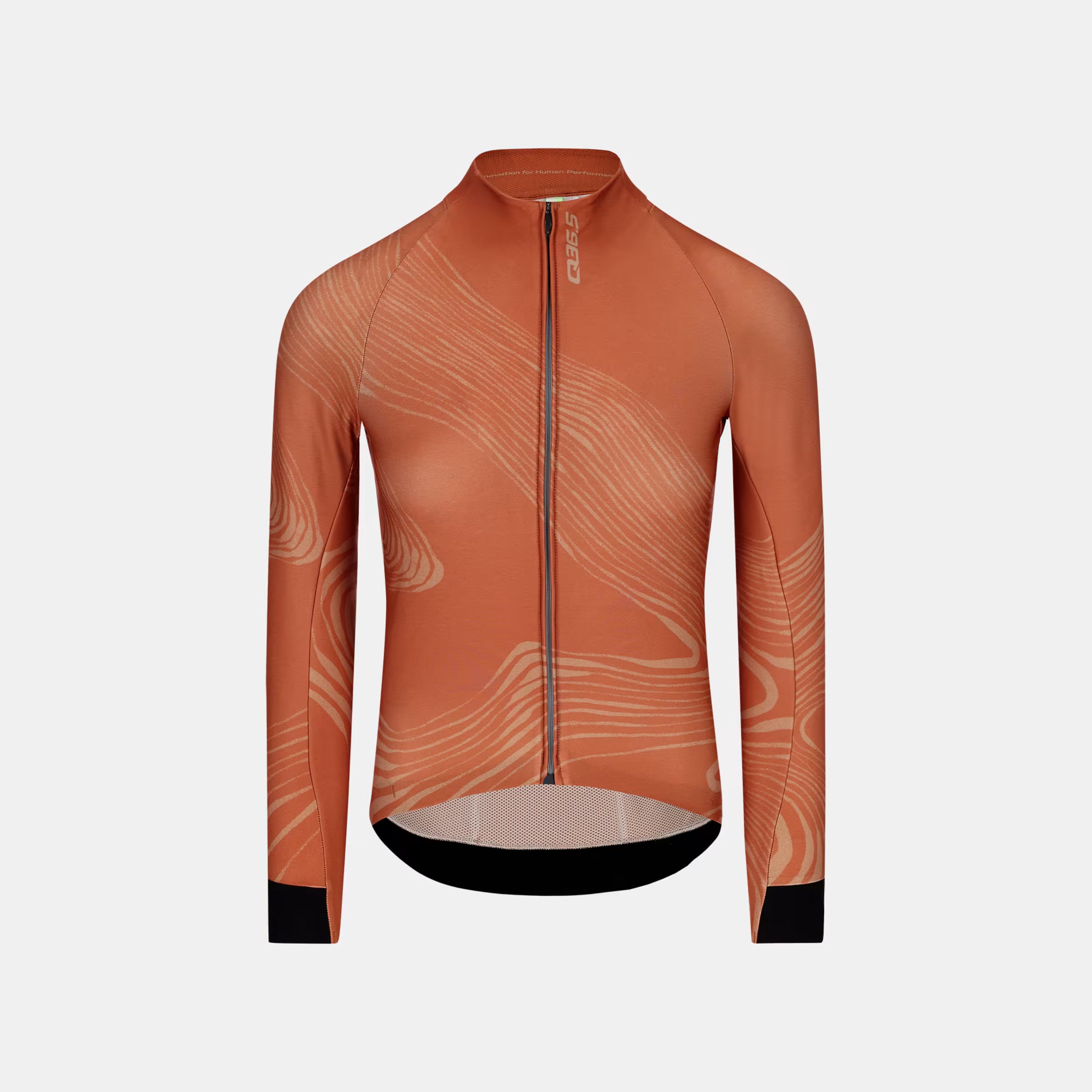 Q36.5 Gregarius Hybrid Dolomites Long Sleeve Jersey - Women's - Rust Red with full zip and subtle pattern design