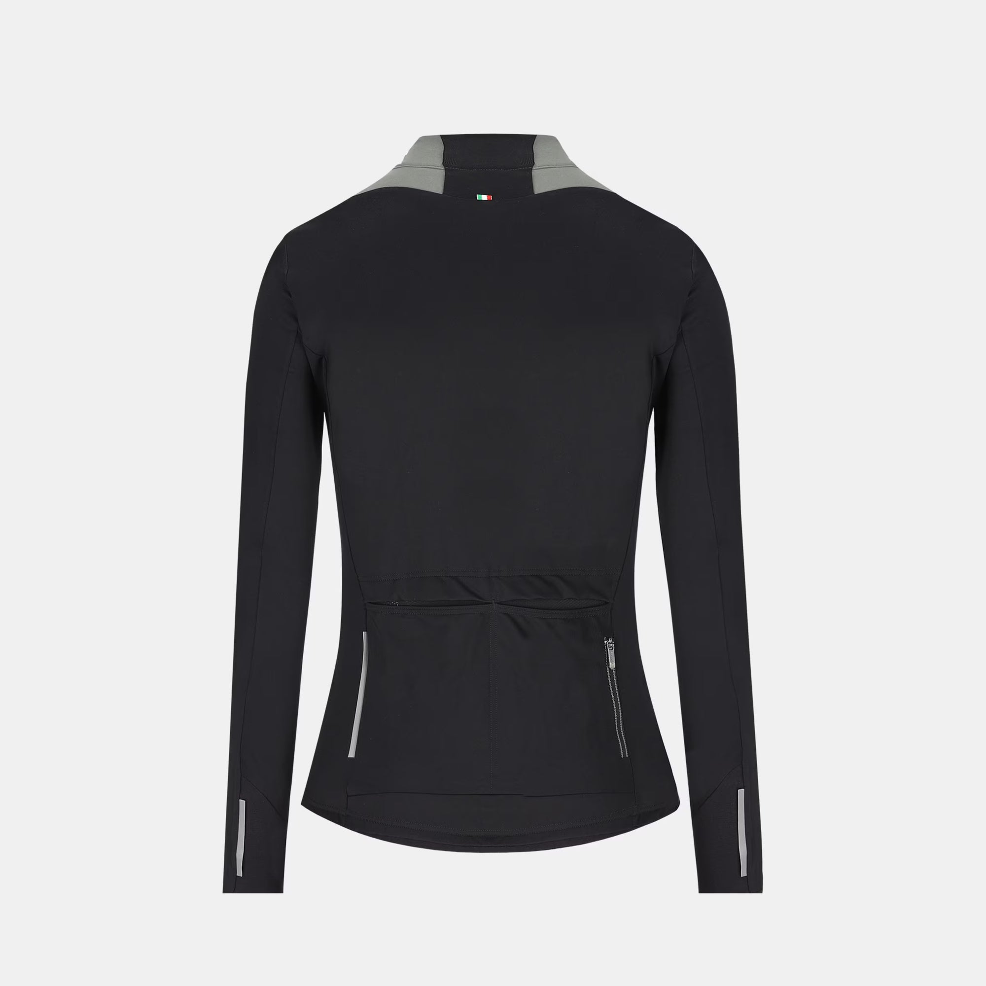 Q36.5 Dottore Hybrid Jacket - Women's - Olive Green shown from back with zippered pockets and reflective details on sleeves