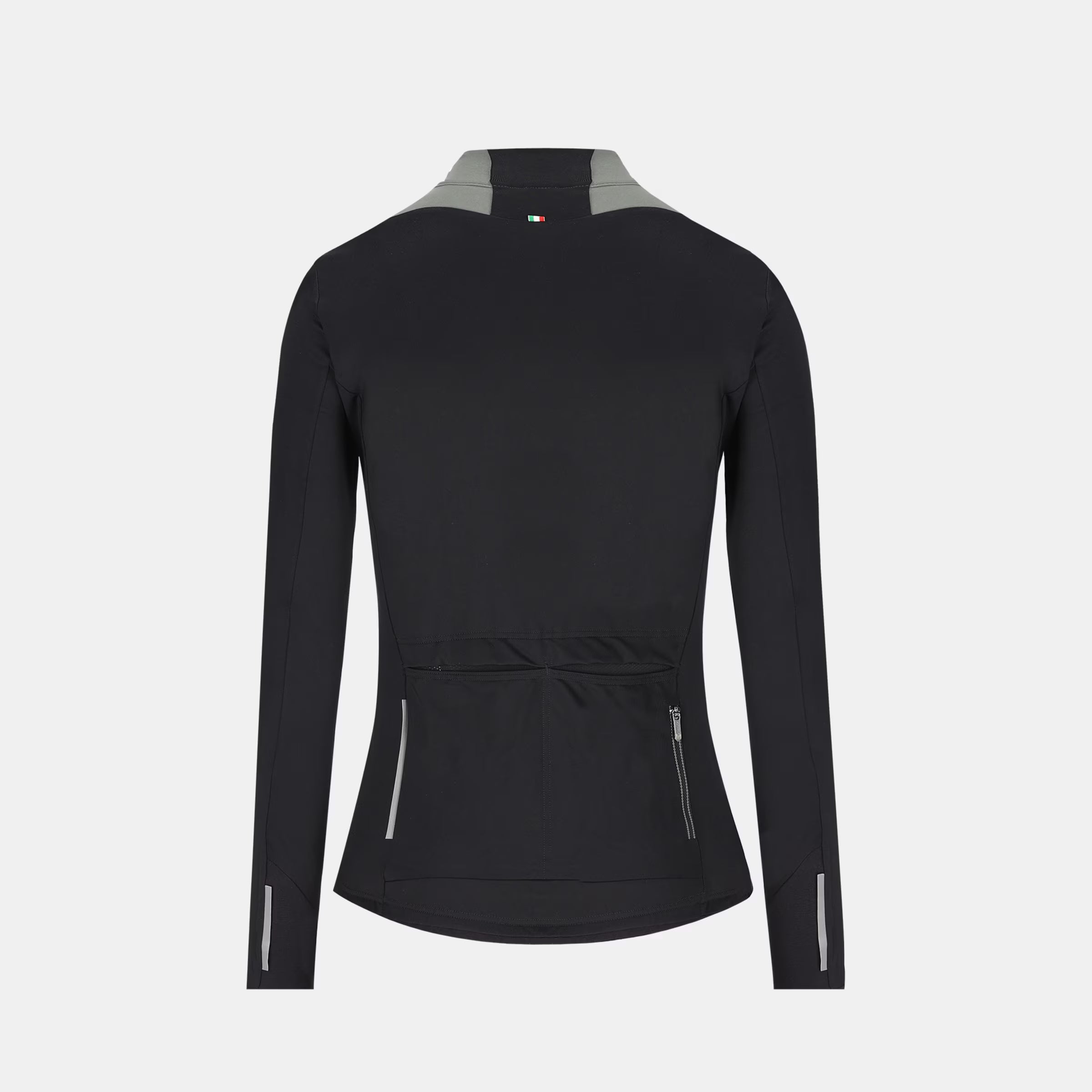 Q36.5 Dottore Hybrid Jacket - Women's - Olive Green shown from back with zippered pockets and reflective details on sleeves