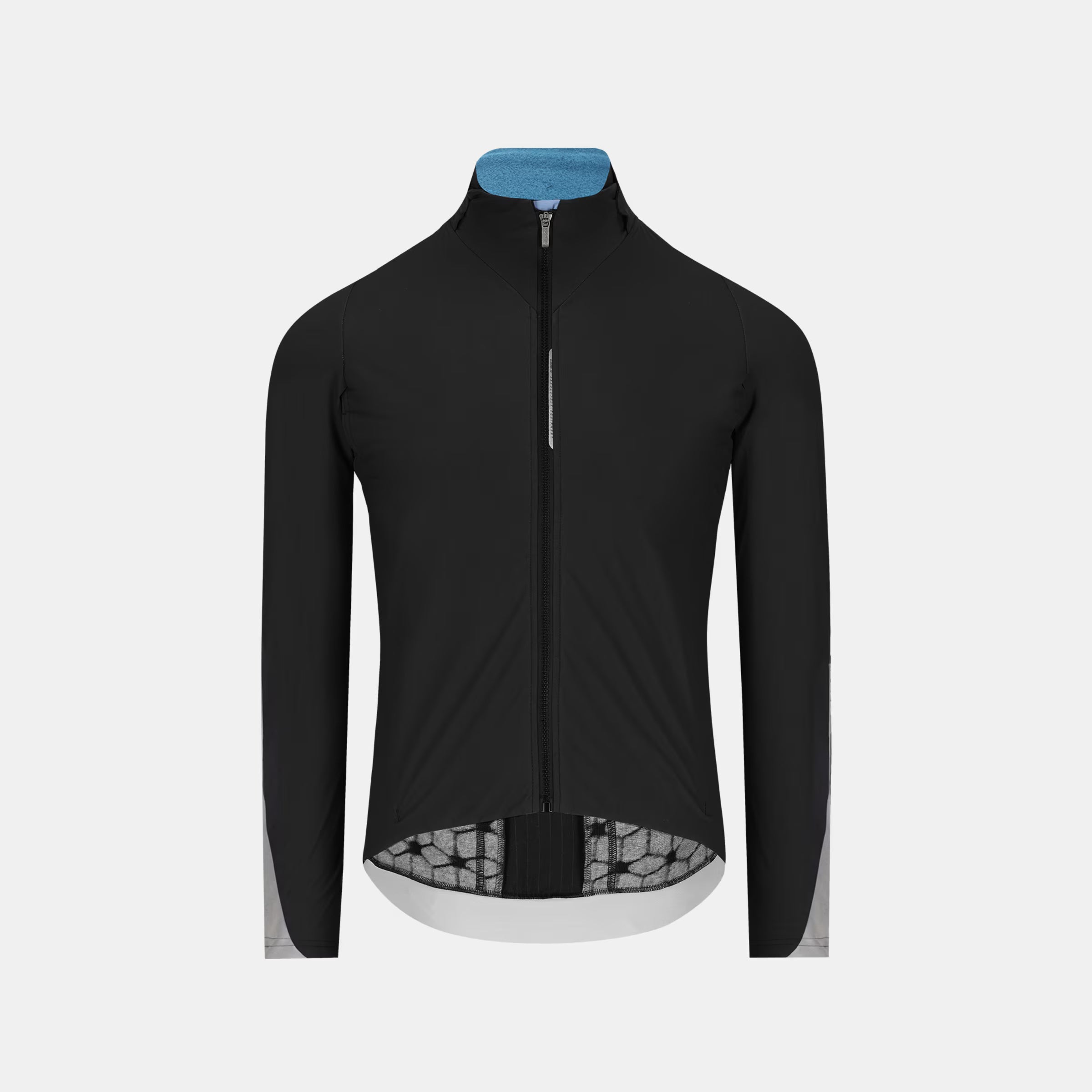 Q36.5 Dottore Termico Jacket - Unisex - Black front view showing full zip and slim fit design with extended back hem