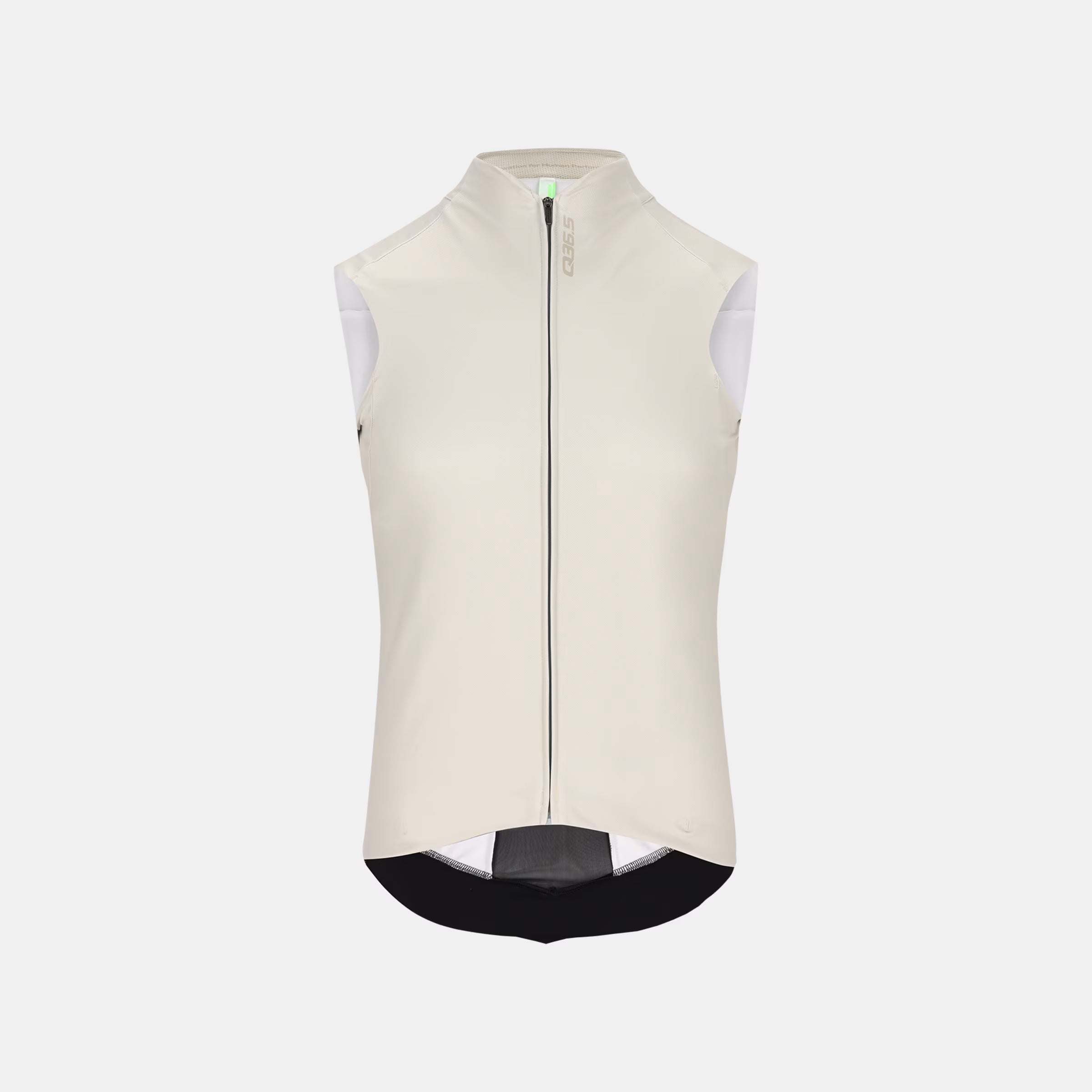 Q36.5 Gregarius Hybrid Vest - Unisex - Silver Grey front view with full zipper and sleek sleeveless design against white background