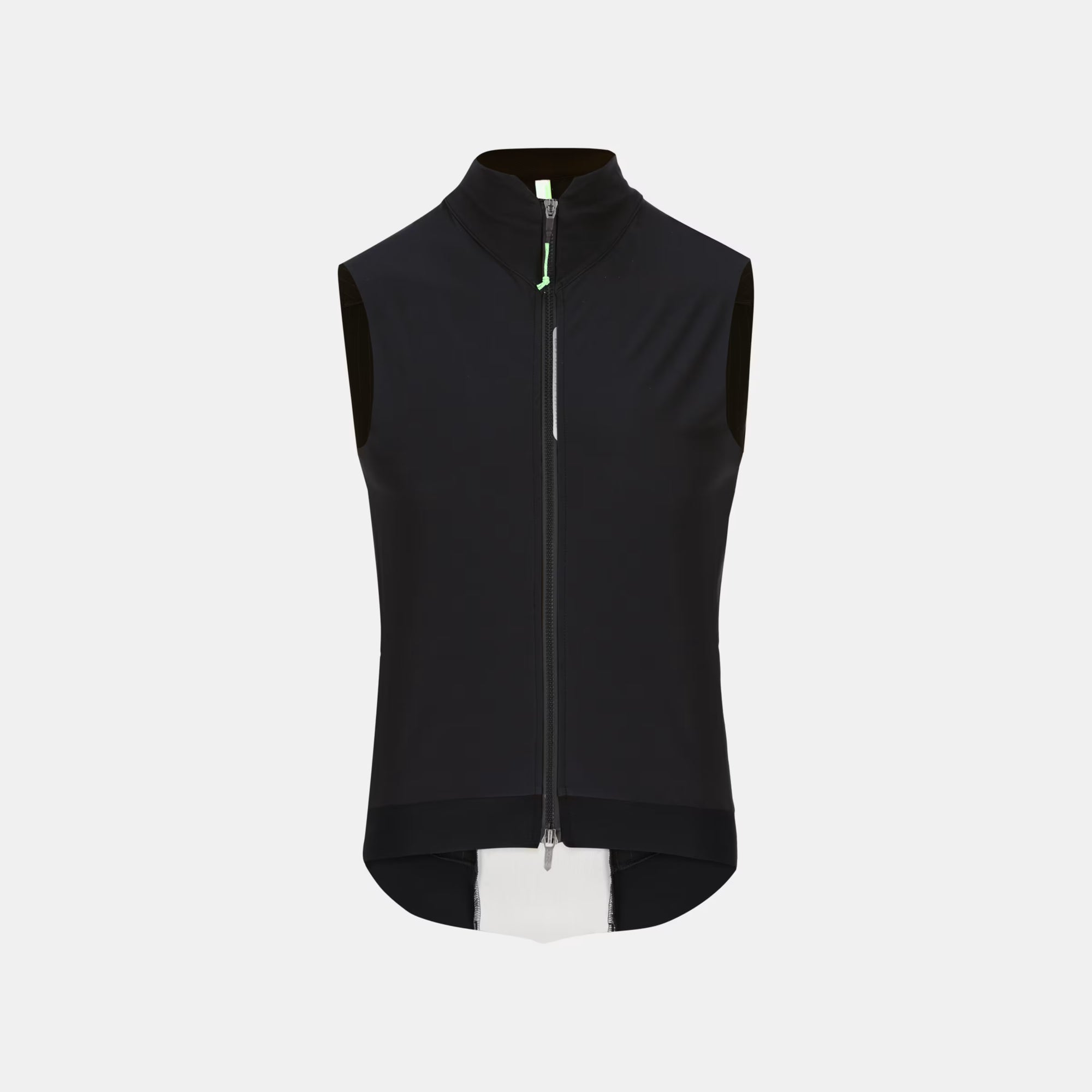 Q36.5 Dottore Hybrid Vest - Unisex - Black with full front zipper and sleek, minimalist cycling vest design on neutral background
