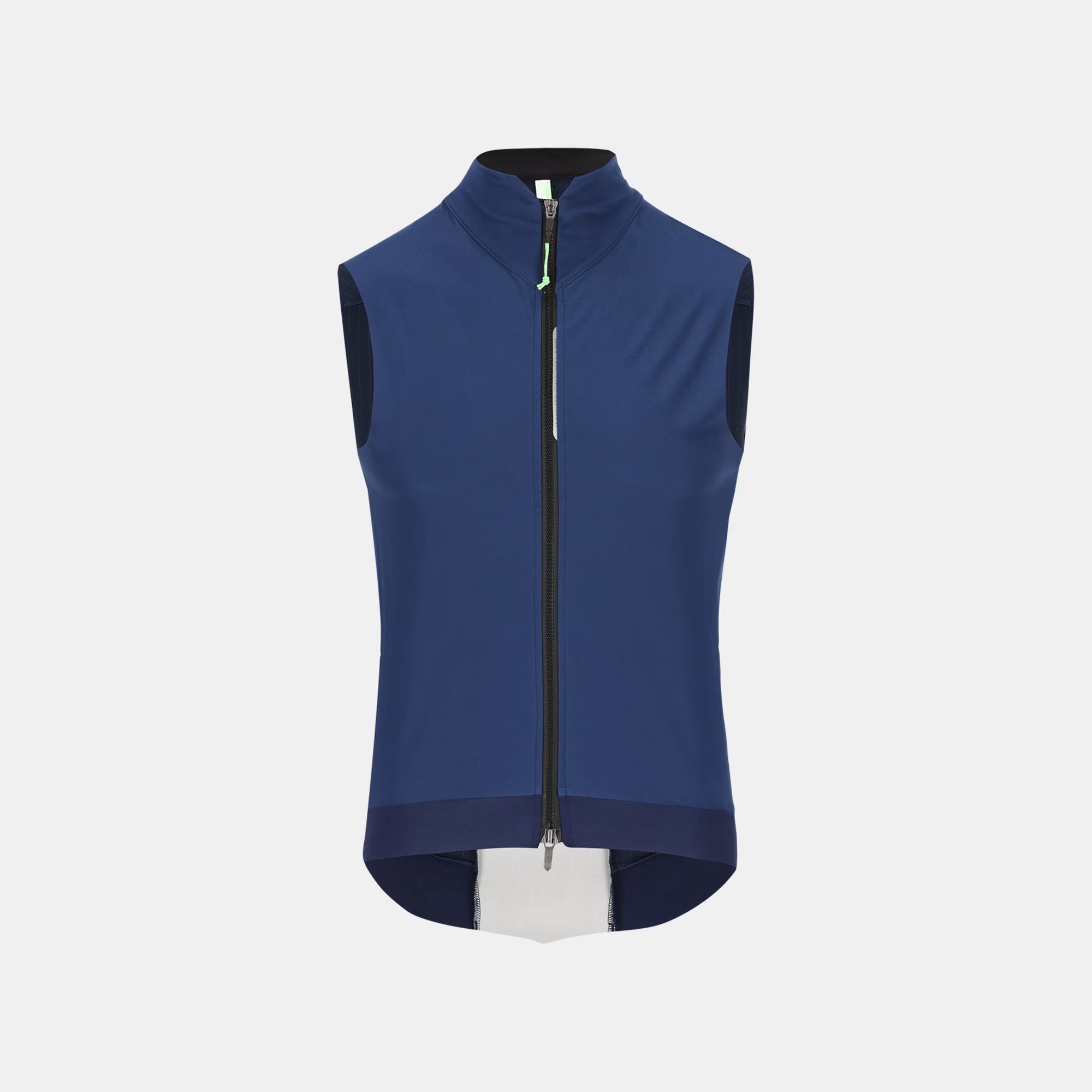 Q36.5 Dottore Hybrid Vest - Unisex - Navy Blue front view with full zipper and high collar against white background