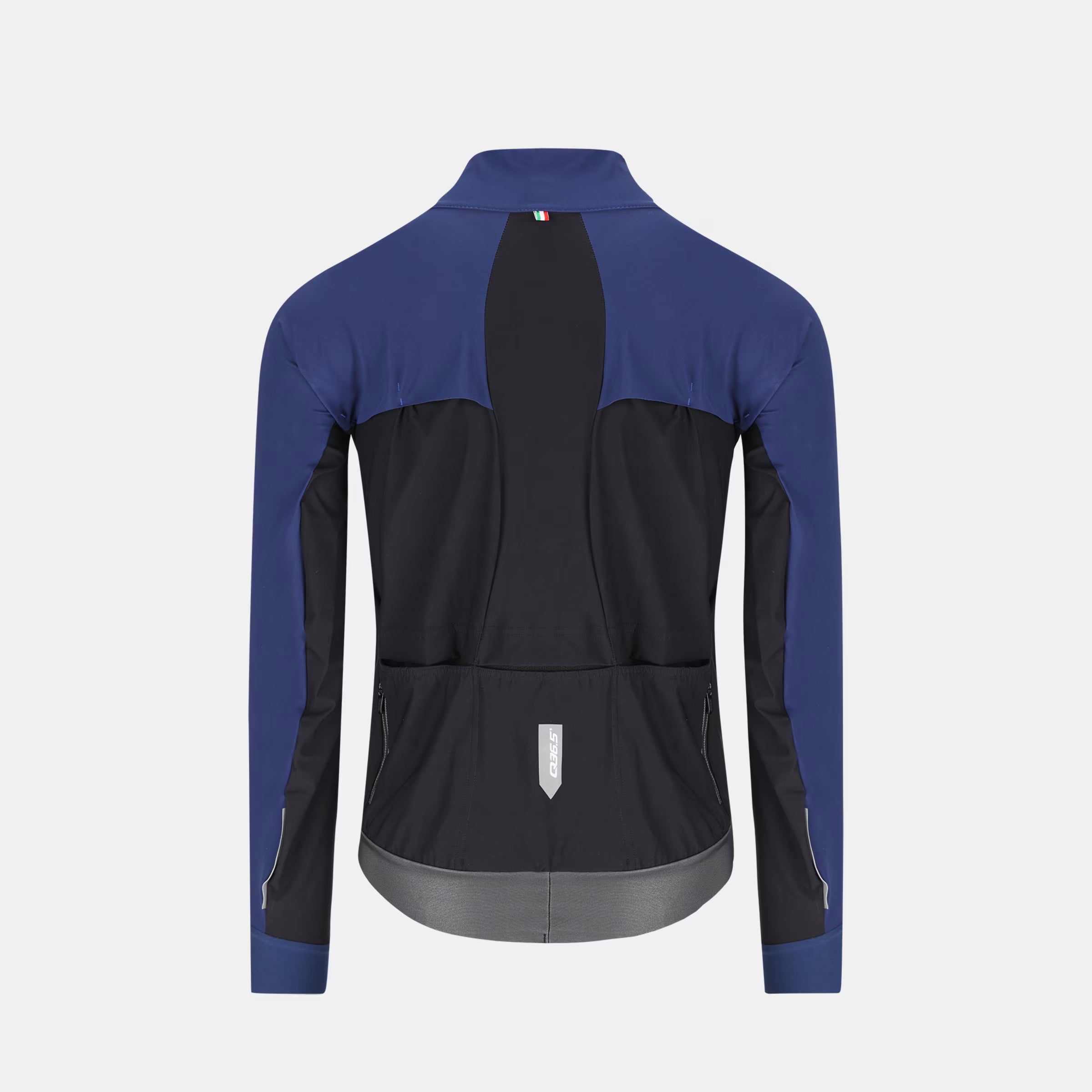 Q36.5 Bat Shell Long Sleeves Jersey - Unisex - Navy Blue shown from back with navy and black panels and fitted silhouette