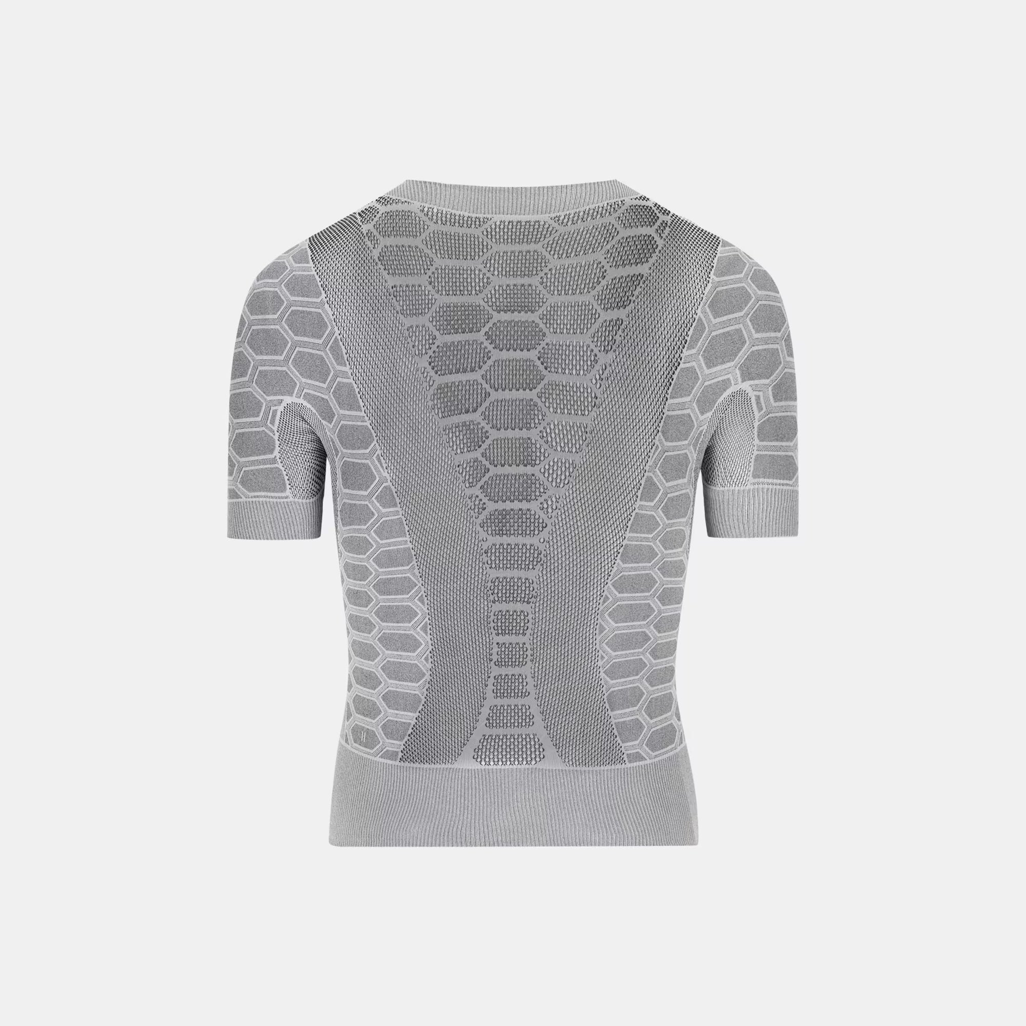 Back view of Q36.5 Base Layer 2 Short Sleeve - Olive Green showing textured honeycomb knit and breathable design