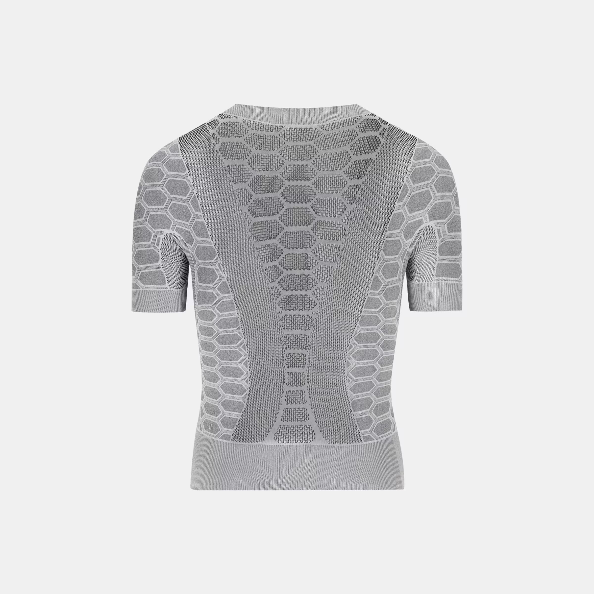 Back view of Q36.5 Base Layer 2 Short Sleeve - Olive Green showing textured honeycomb knit and breathable design