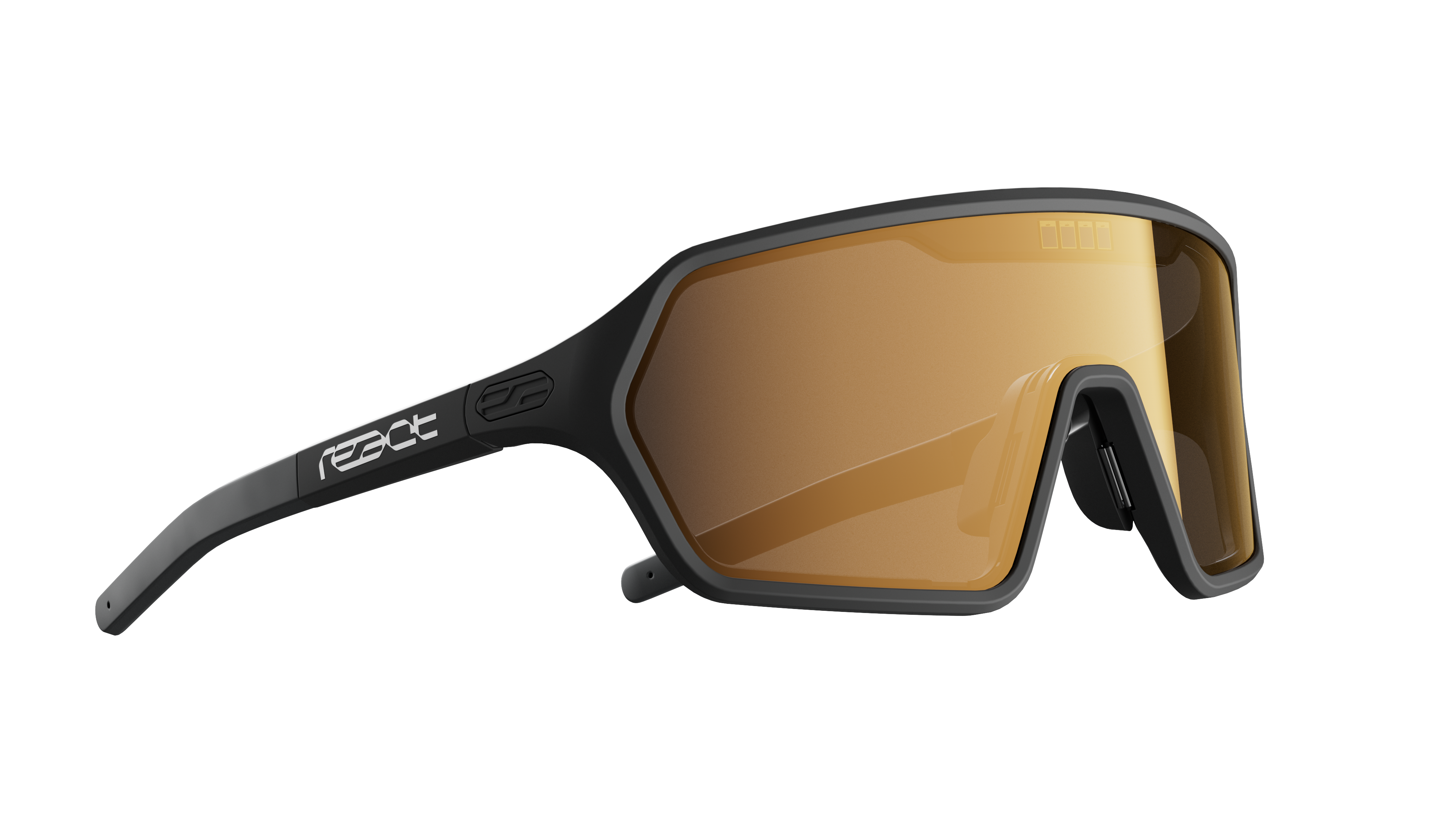 REACT Rev Black Sunglasses with adjustable temples and nose pads featuring light-adaptive tinted lenses