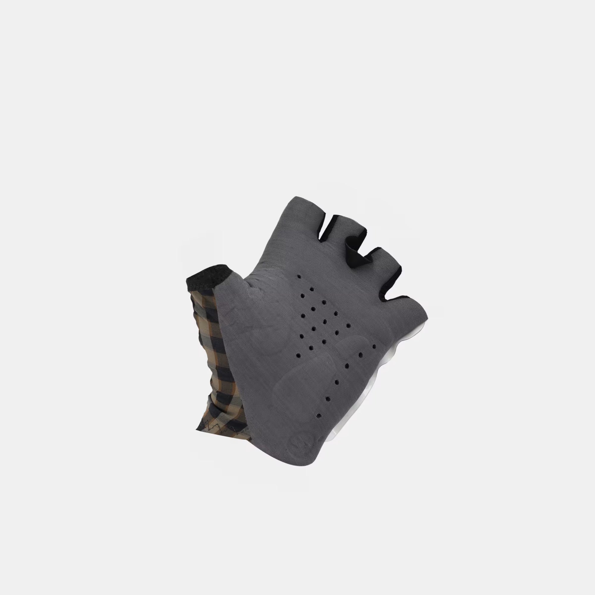 Q36.5 Dottore Clima Summer Gloves - Olive Green showing padded palm with ventilation holes and checkered fabric cuff design