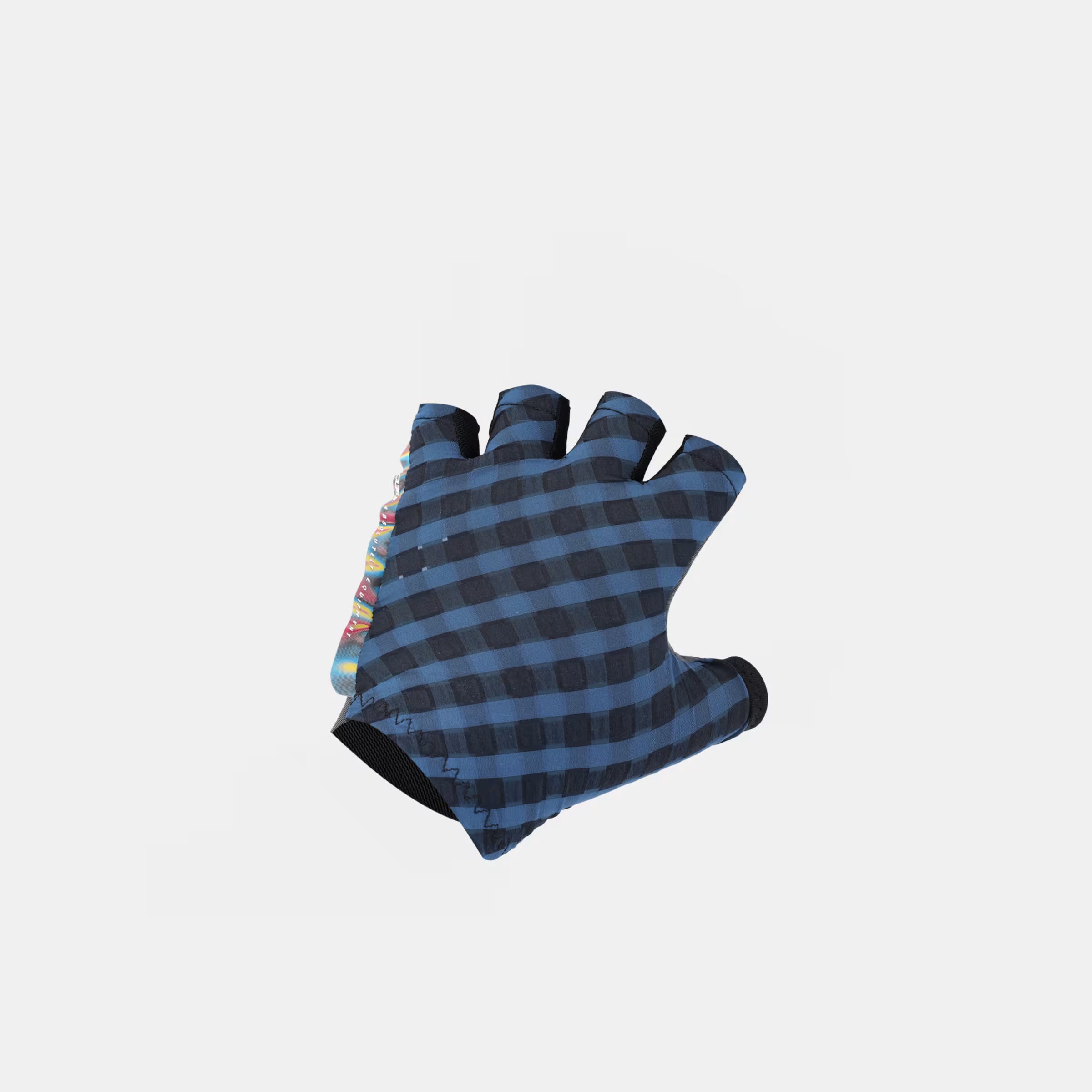 Q36.5 Dottore Clima Summer Gloves - Navy Blue in checkered pattern with fingerless design for summer cycling comfort