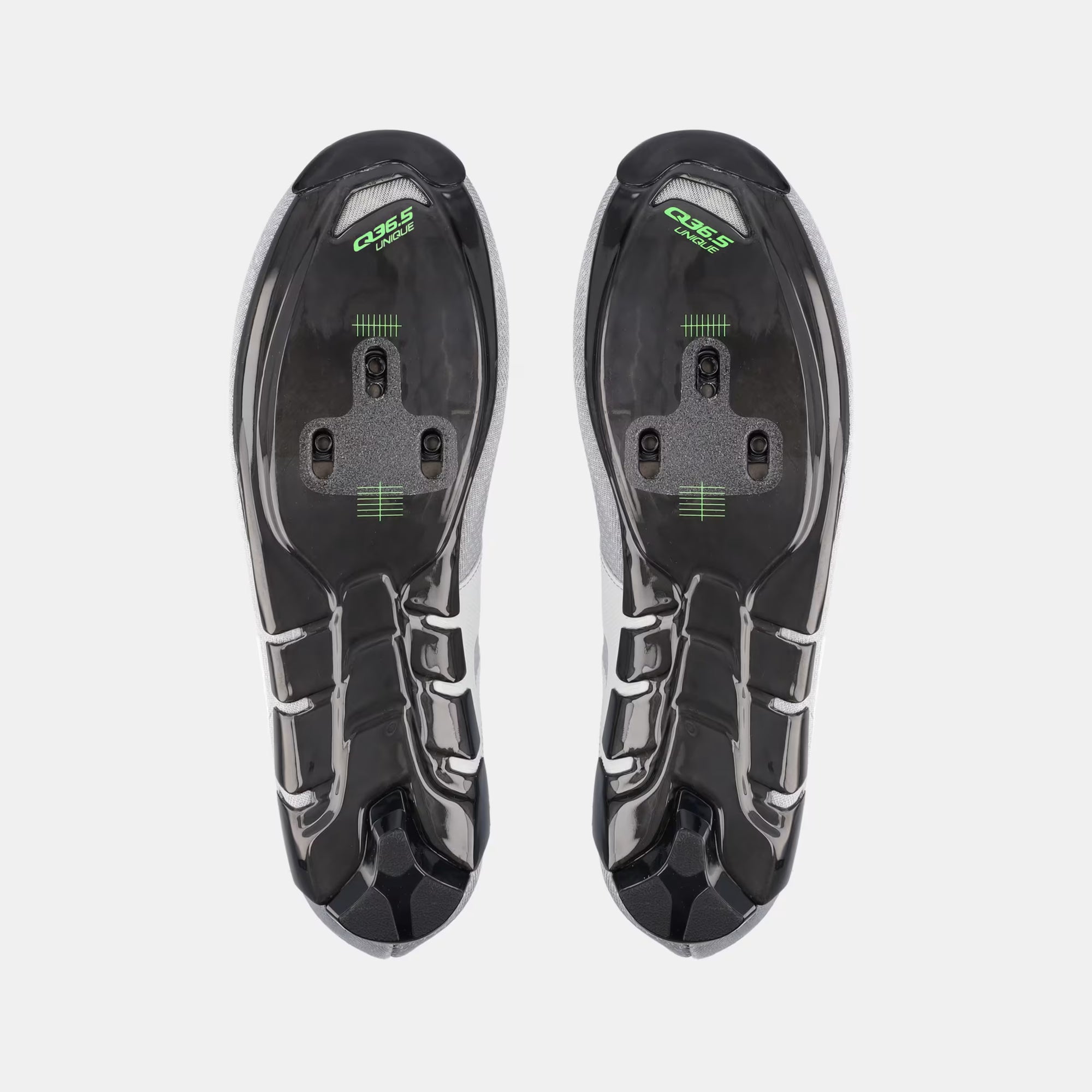 Top view of Q36.5 Dottore Clima Road Shoes - Silver showing cleat mount area and sleek aerodynamic design