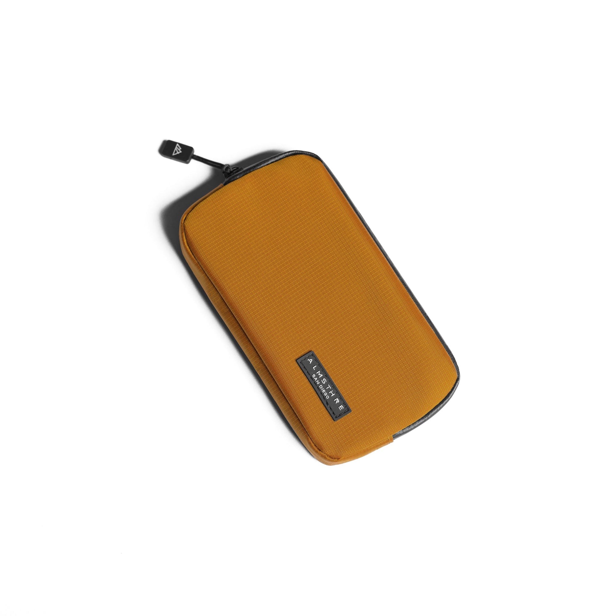 ALMSTHRE Ride Wallet in mustard with durable ripstop nylon fabric and waterproof zipper for secure cycling storage