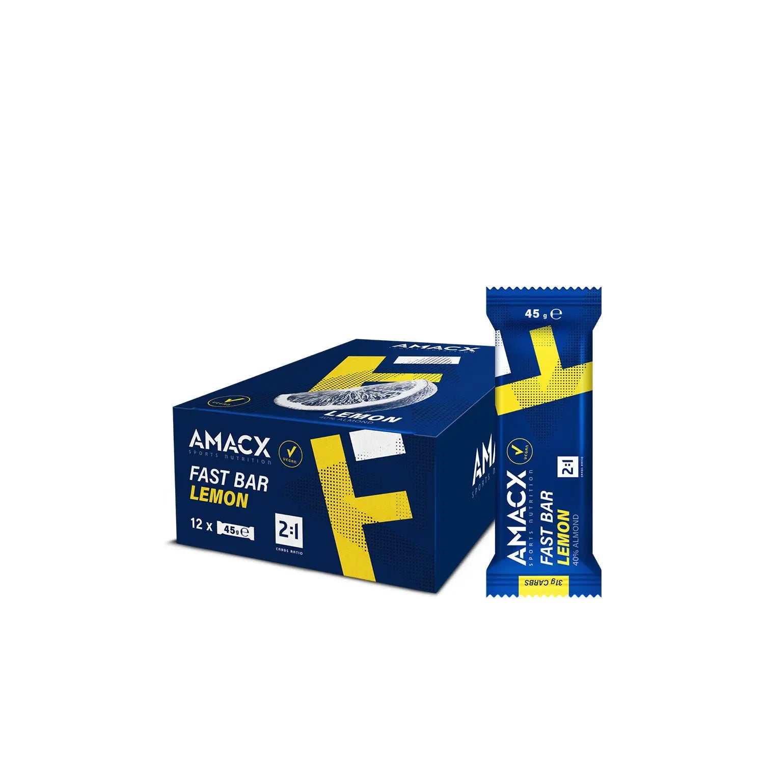Fast Bar Lemon | 12 pack showing box and single bar in square 1500x1500 image gallery position 5