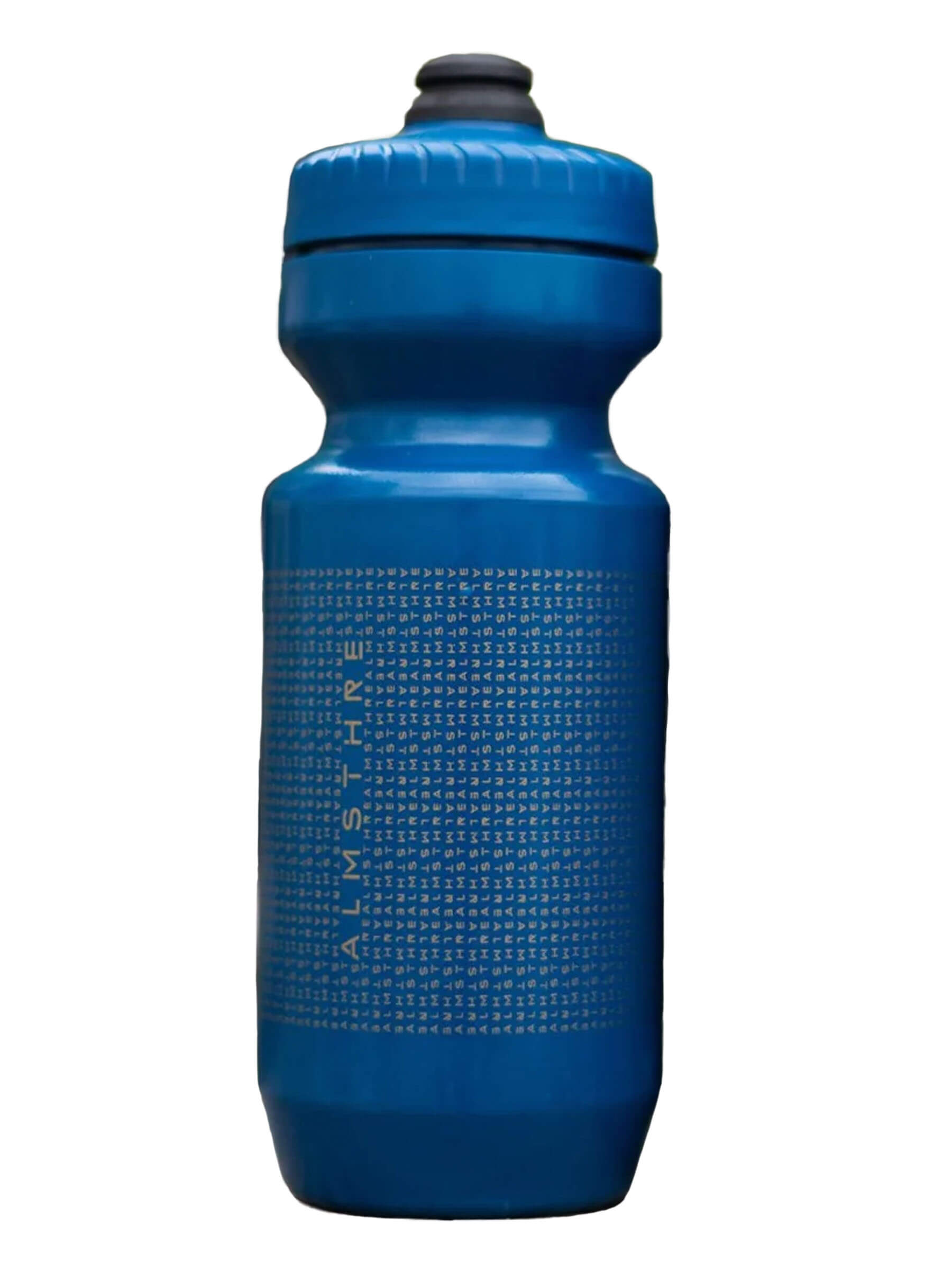 Blue ALMSTHRE Water Bottle with textured grip and MoFlo 2.0 Cap designed for hydration on the go
