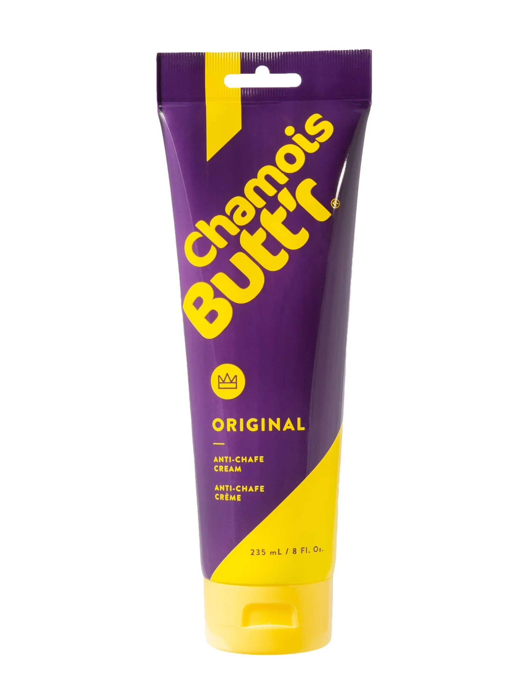 Tube of Chamois Butt'r Chamois Cream - Original with purple and yellow packaging for anti-chafe cycling comfort