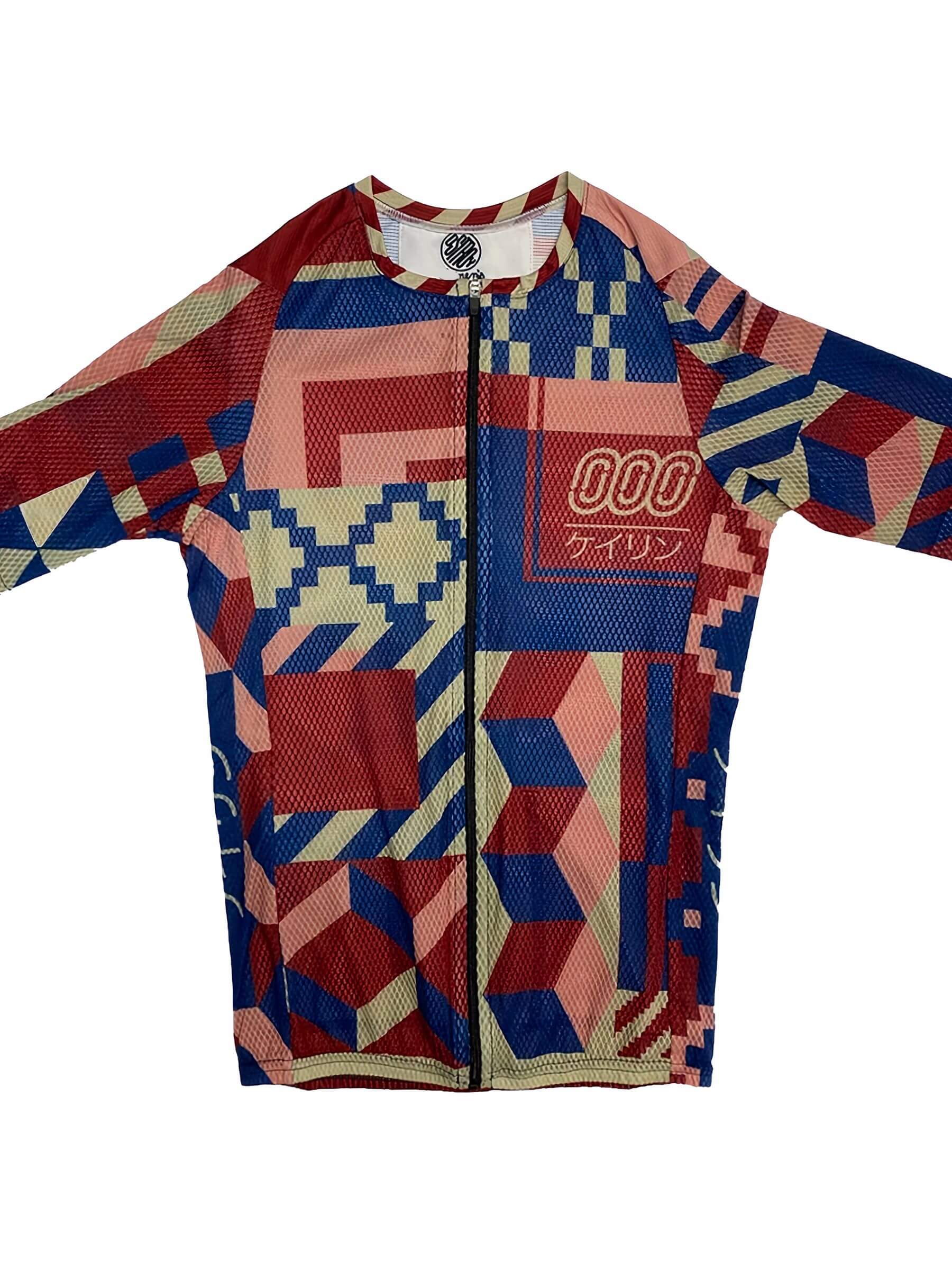 Ostroy Keirin Mesh Jersey - Women's in vibrant geometric pattern with full front zipper and lightweight breathable fabric