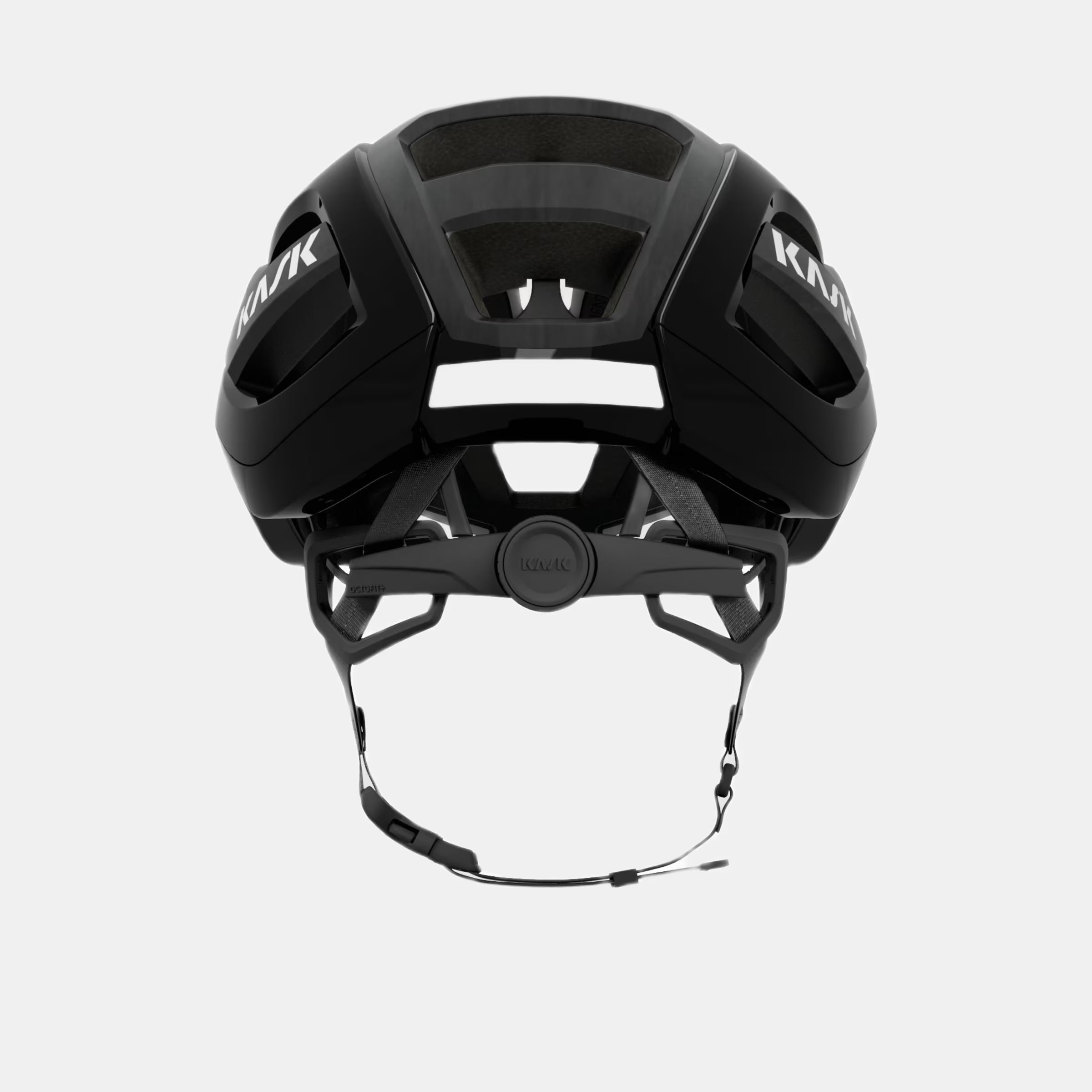 Rear view of Kask Elemento Helmet - Black showing adjustable fit system and ventilation openings for airflow