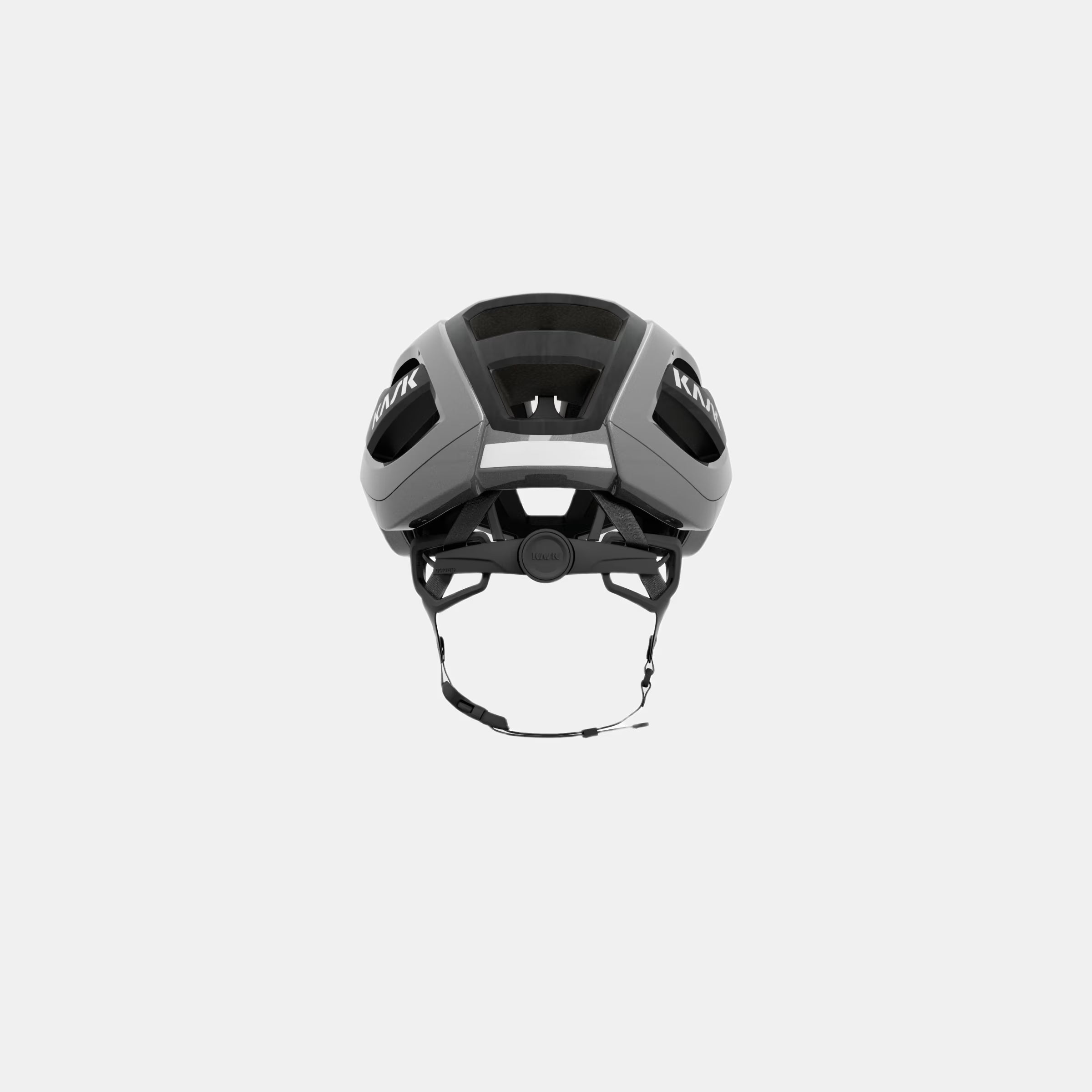Back view of Kask Elemento Helmet - Silver showing ventilation and adjustable retention system for a secure fit