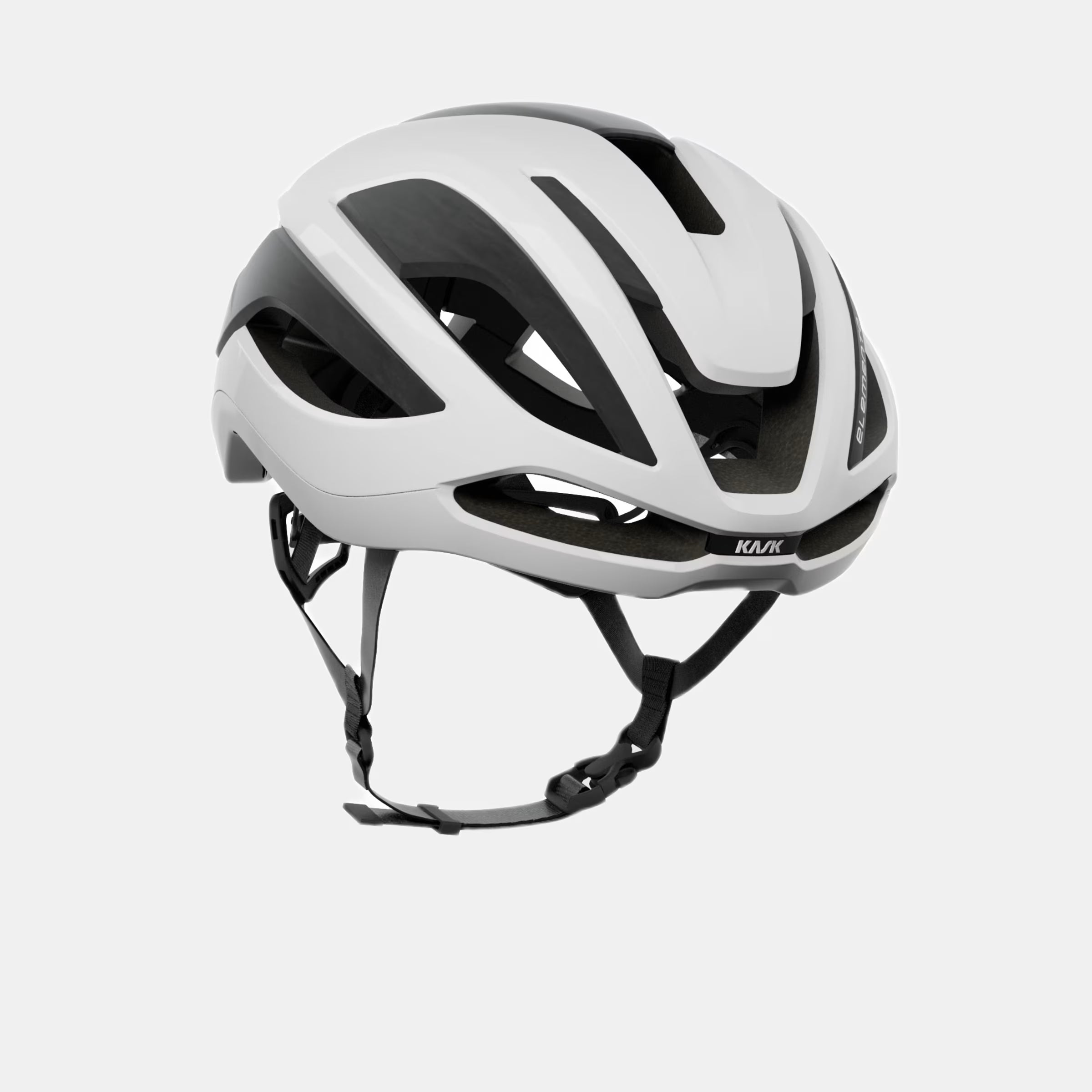Kask Elemento Helmet - White side view showing aerodynamic design and multiple vents for airflow and impact protection