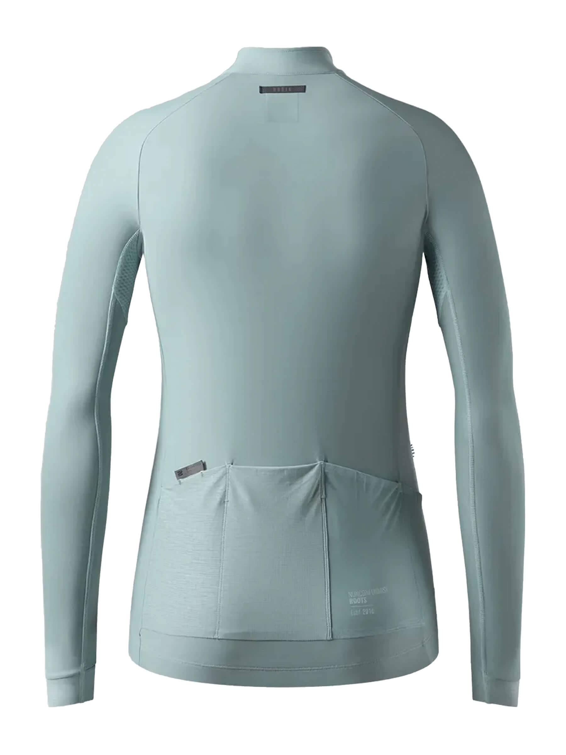 Back view of GOBIK Pacer Solid Long Sleeve Jersey - Women's in solid light blue with rear pockets and clean silhouette