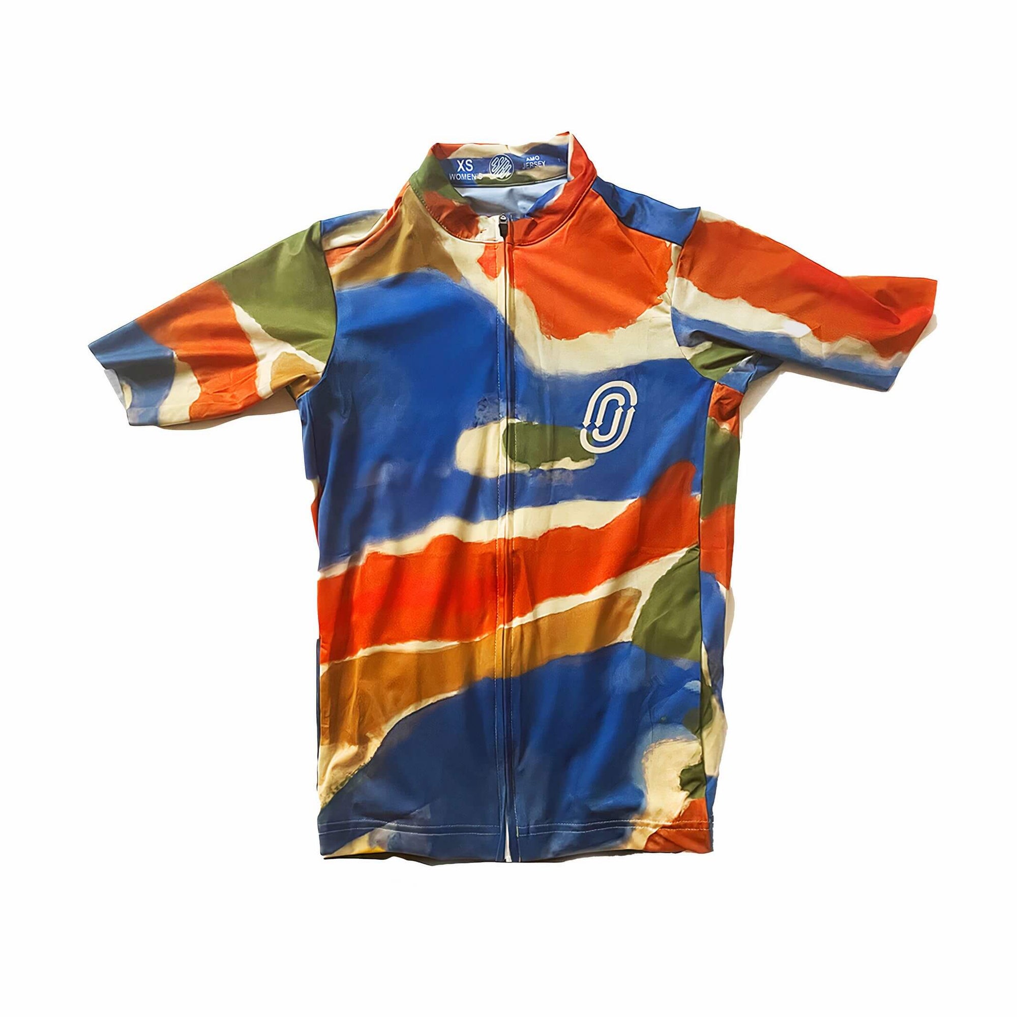 Ostroy Watercolor Jersey - Men's with front zipper and vibrant abstract expressionist color pattern on lightweight fabric