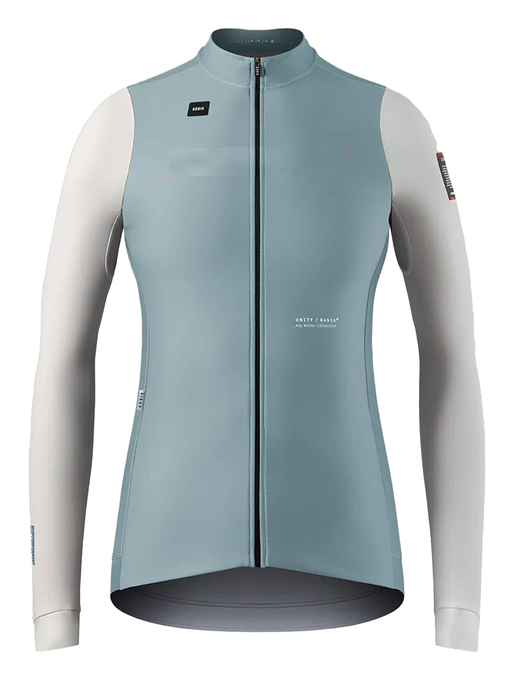 GOBIK Superhyder Long Sleeve Jersey - Women's in blue and gray with full front zip and technical fabric panels for performance