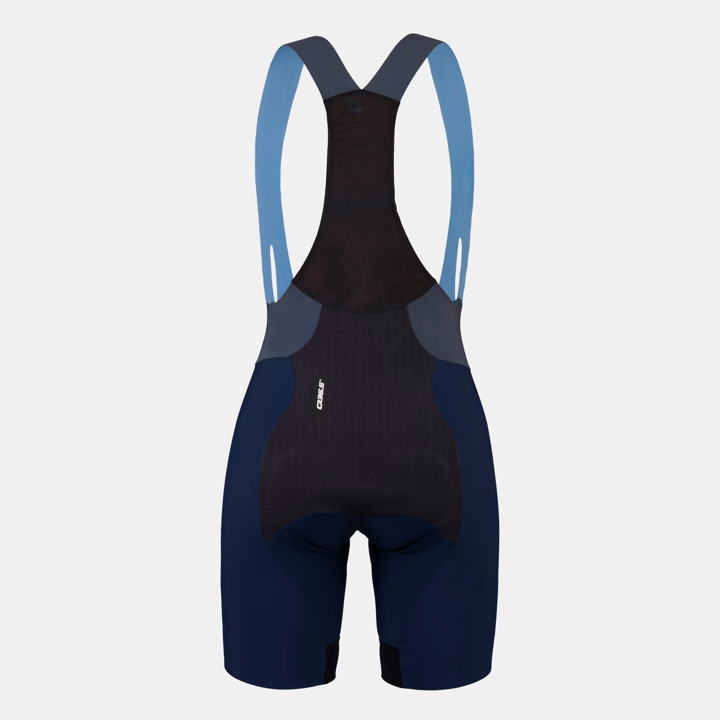 Back view of Q36.5 Gregarius Pro Bib Shorts - Women's - Navy Blue with mesh upper and ergonomic fit details