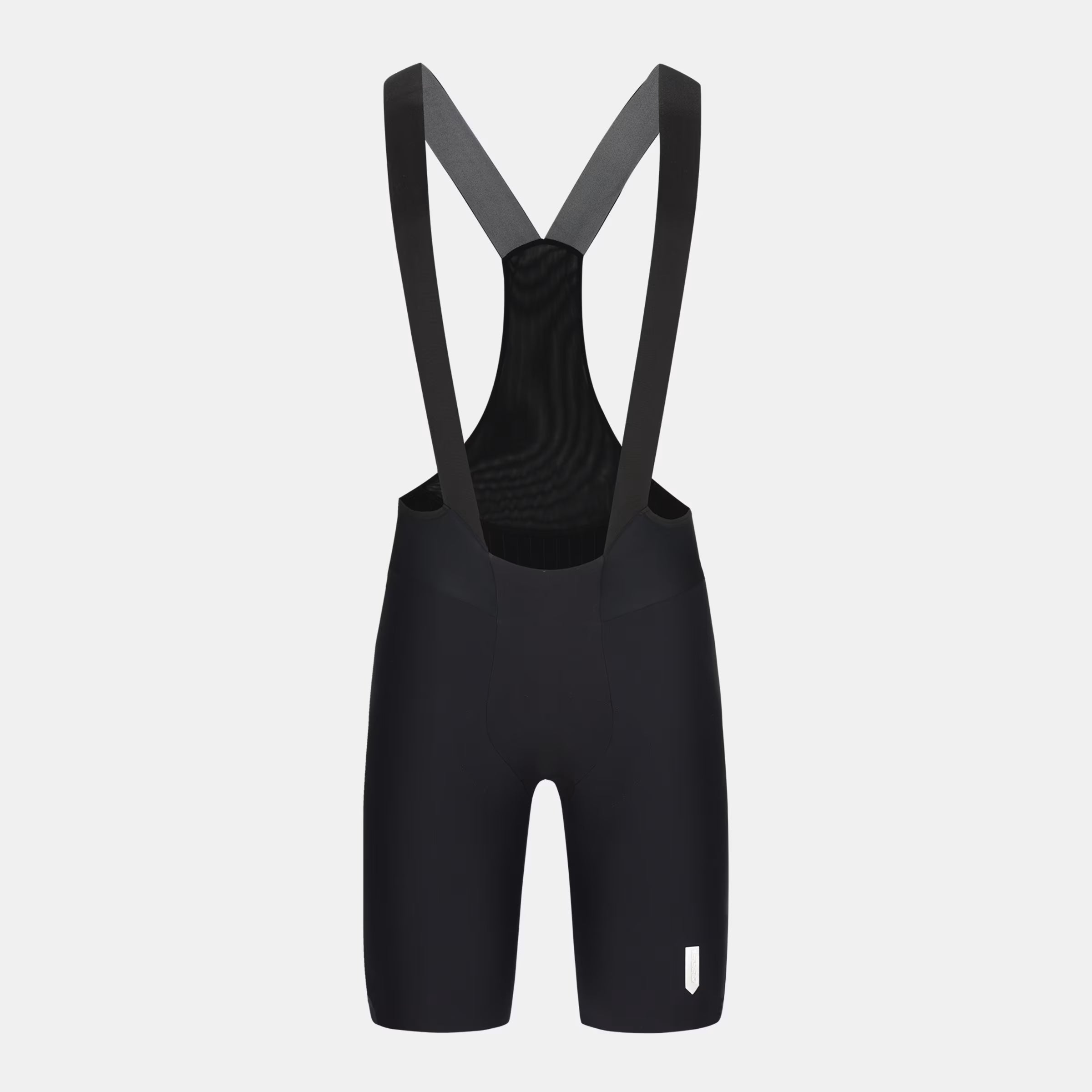 Q36.5 Dottore Hybrid Bib Shorts - Men's - Black showing front view with mesh upper and streamlined fit for cold-weather riding
