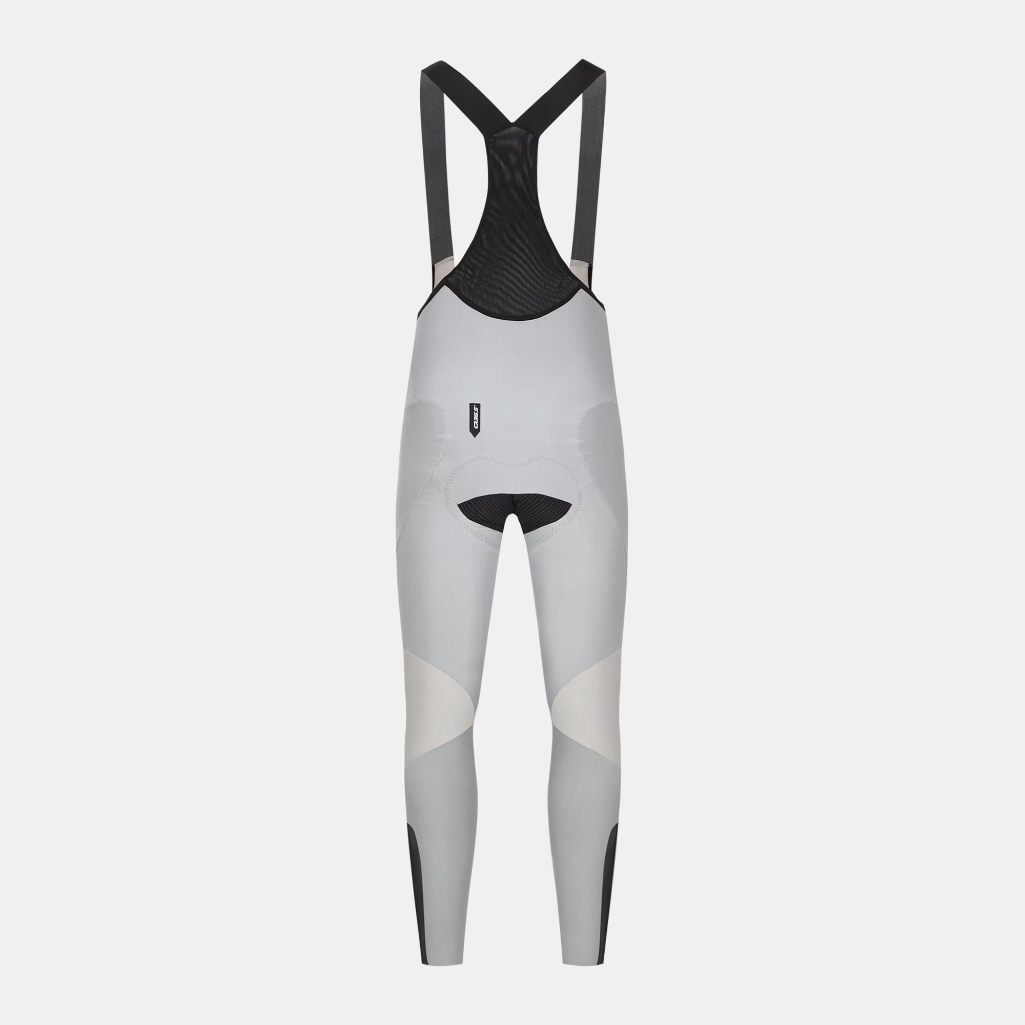 Q36.5 Dottore Hybrid Bib Tights - Men's - Ice Grey showing back with black mesh straps and ergonomic panel design