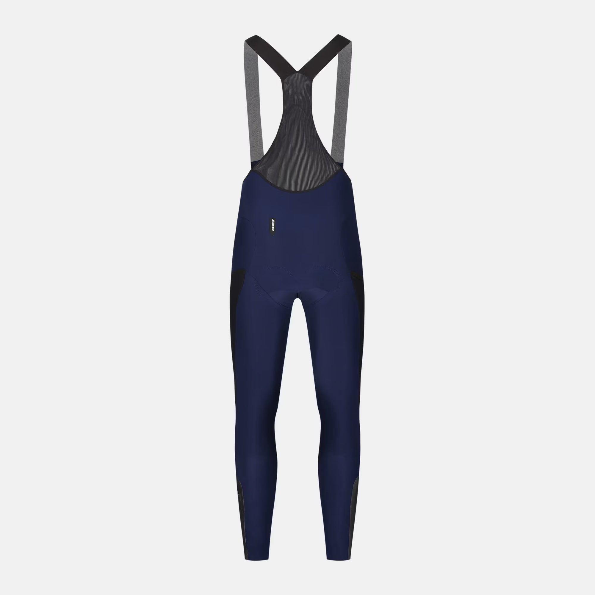 Q36.5 Adventure Winter Bib Tights - Men's - Navy Blue front view with breathable mesh upper and slim fit design
