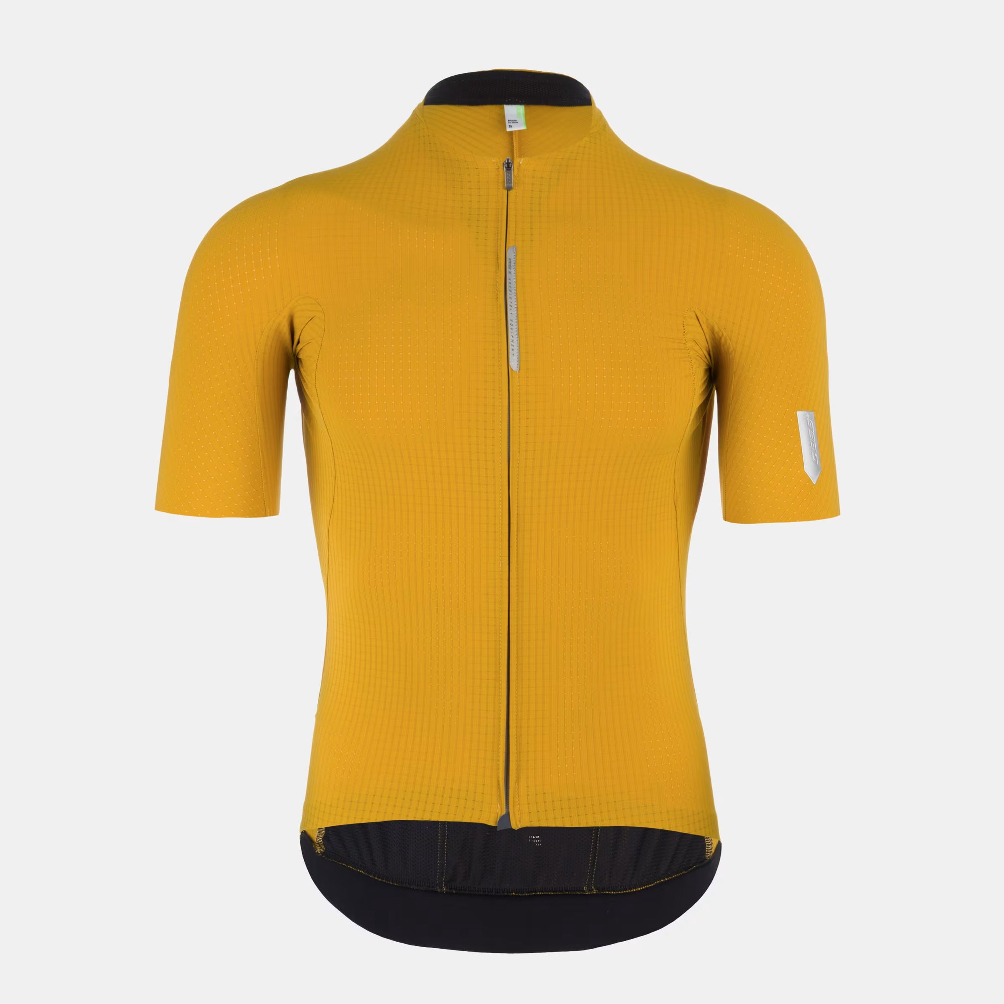 Q36.5 Dottore Pro Jersey - Men's - Curry Yellow front view with zip and short sleeves on plain background