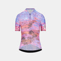 Q36.5 Gregarius Damask Jersey - Women's - Damask Purple front view with full zipper and abstract purple design