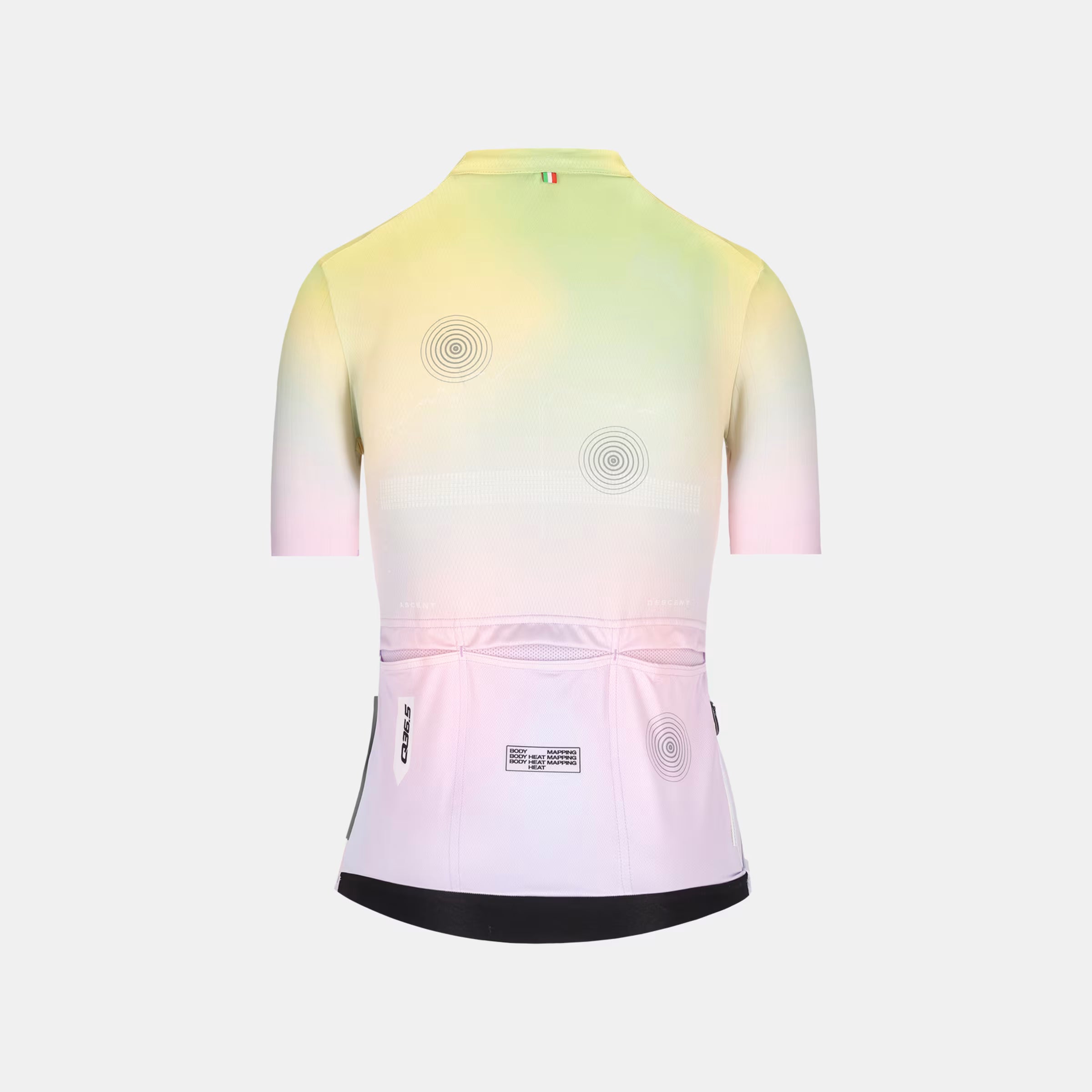 Back view of Q36.5 Gregarius Pro QLAB Jersey - Women's - Lilla Purple with gradient colors and rear pockets visible